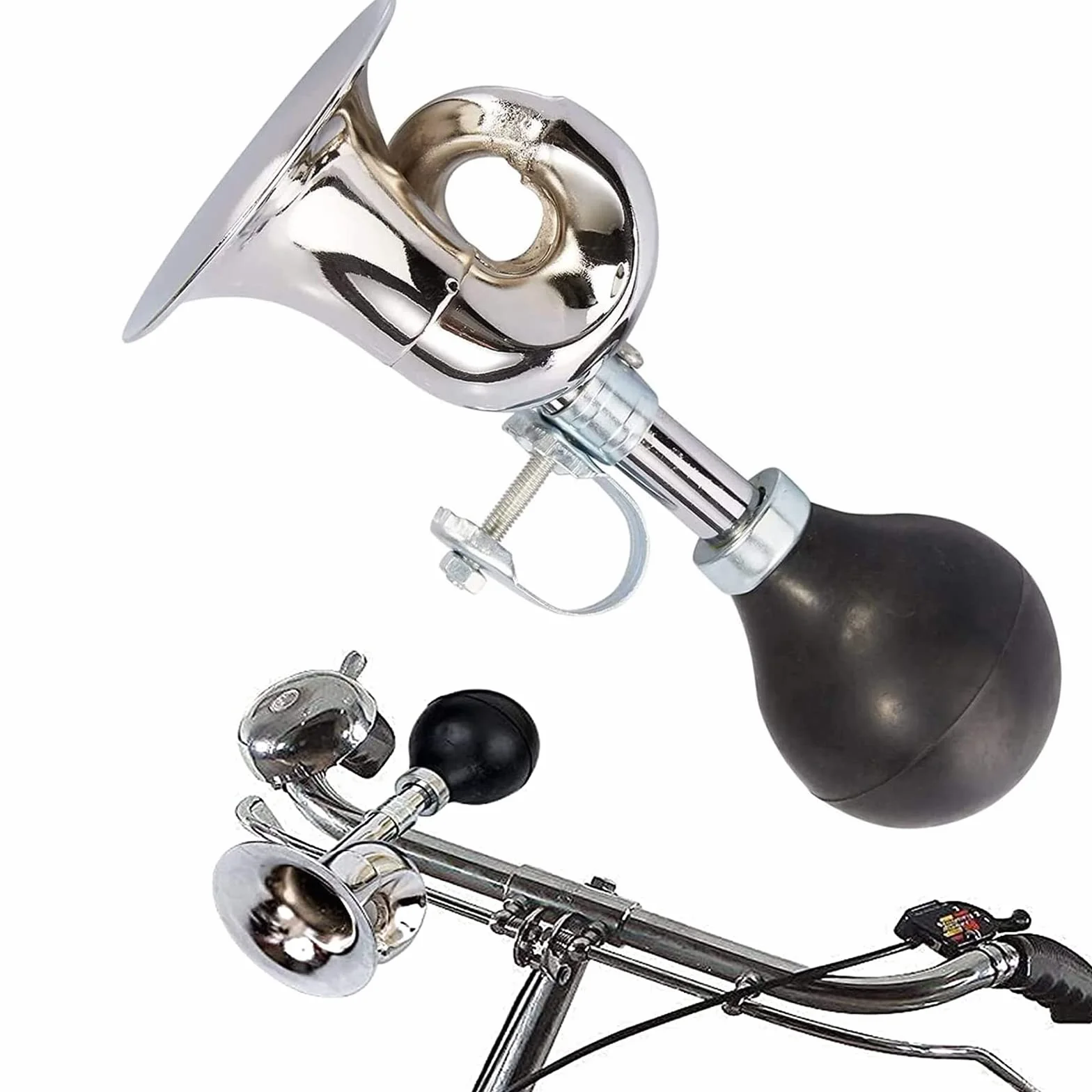 Clacson per Bicicletta in Metallo Retro Universale Argento Nero