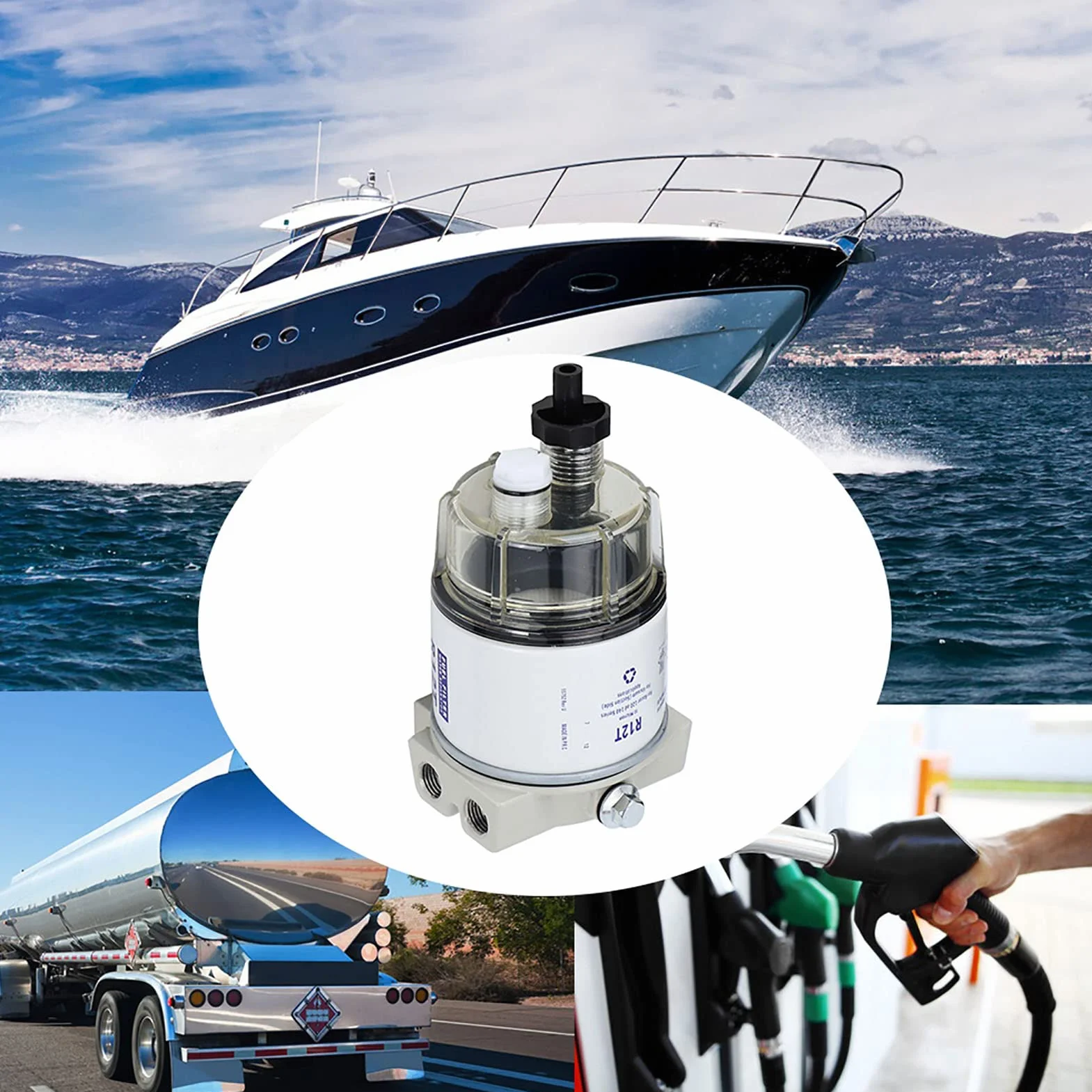 Filtro Carburante R12T Marino Separatore Acqua per Barche