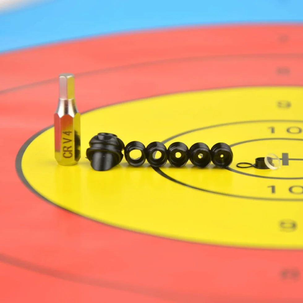 Tiro con l'arco Peep Sight Mirino per arco composto in alluminio 37/45 gradi 6x 8x Lente chiarificatrice 1/8" 1/16" 1/32" 3/32" 3/64" Kit di apertura