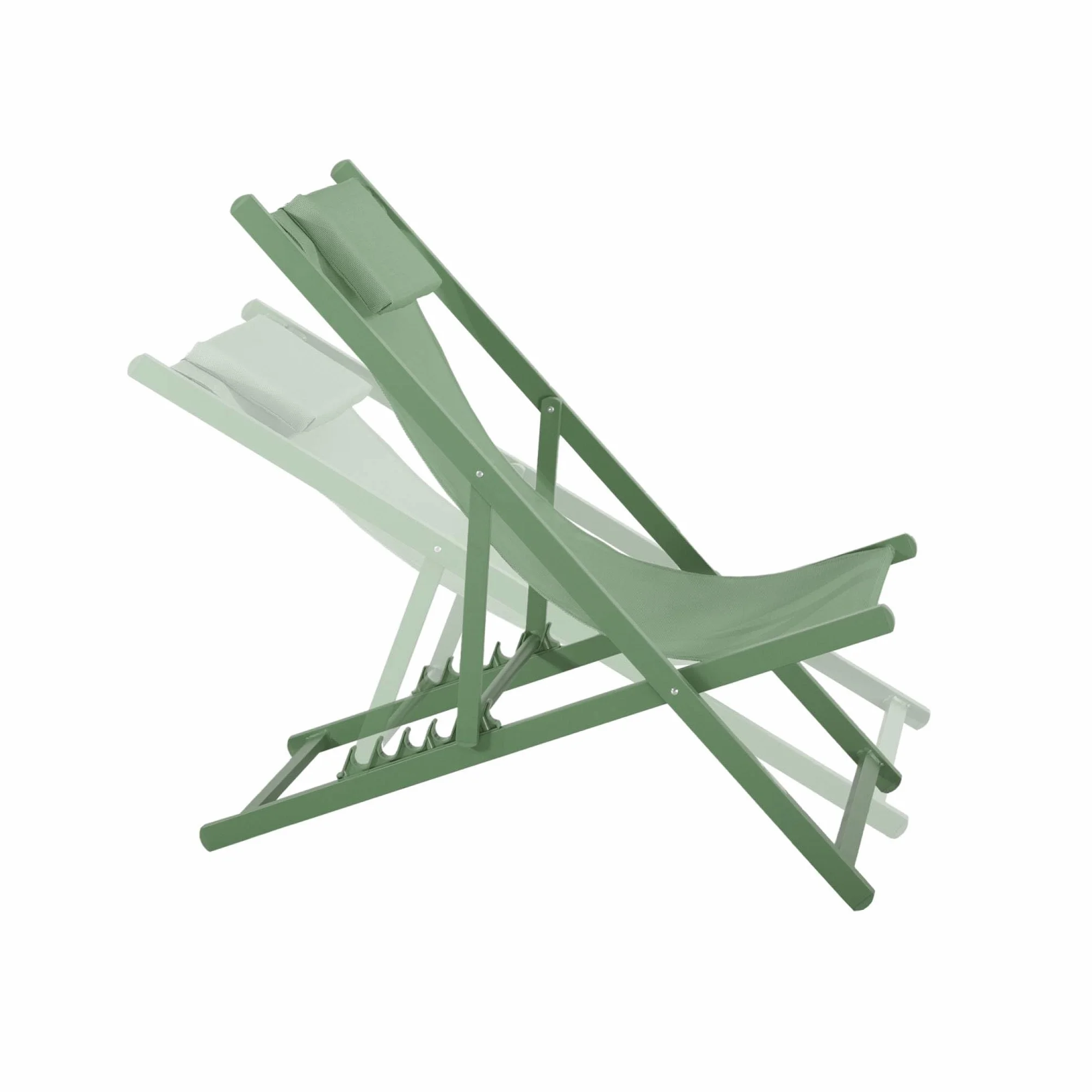 Set 2 sedie sdraio in alluminio textilene multiposizione Verde - 99x88.5x58 cm