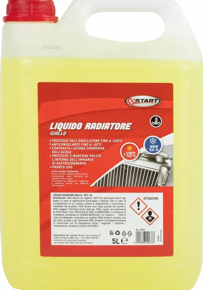 Start : Liquido radiatore Giallo 5L -22°C | Alta Protezione per Motori monoblocco in Alluminio – Affidabilità Fino a +120°C