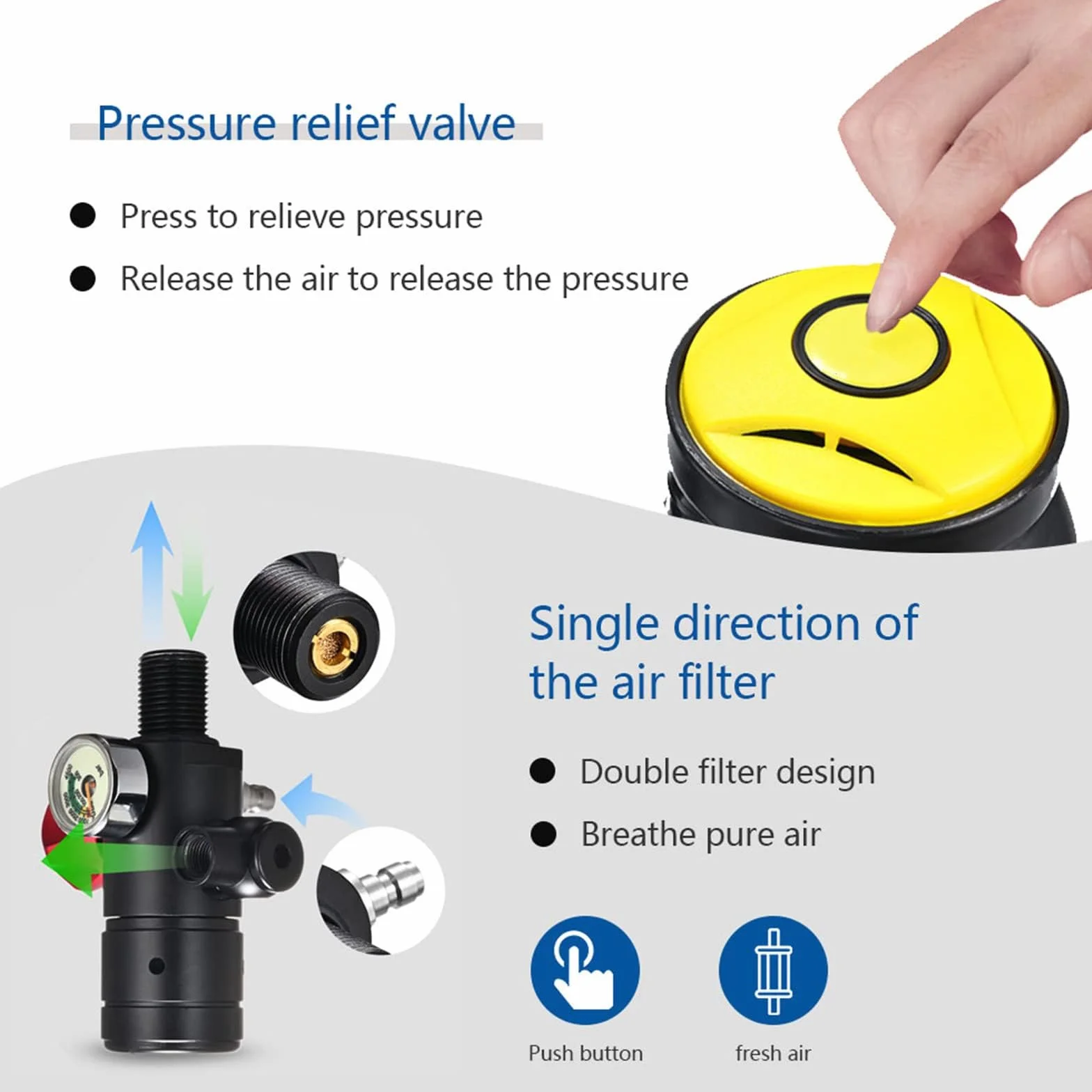 Mini Scuba Tank 1L Bombola Subacquea Ossigeno Serbatoio 15-20 Minuti Diving