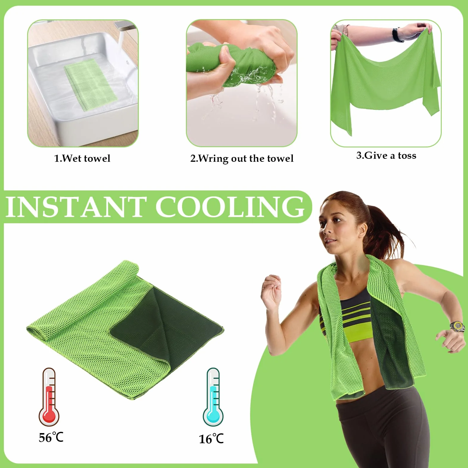 Asciugamano Di Raffreddamento In Microfibra 30x100 cm Per Fitness, Sport, Golf, Yoga