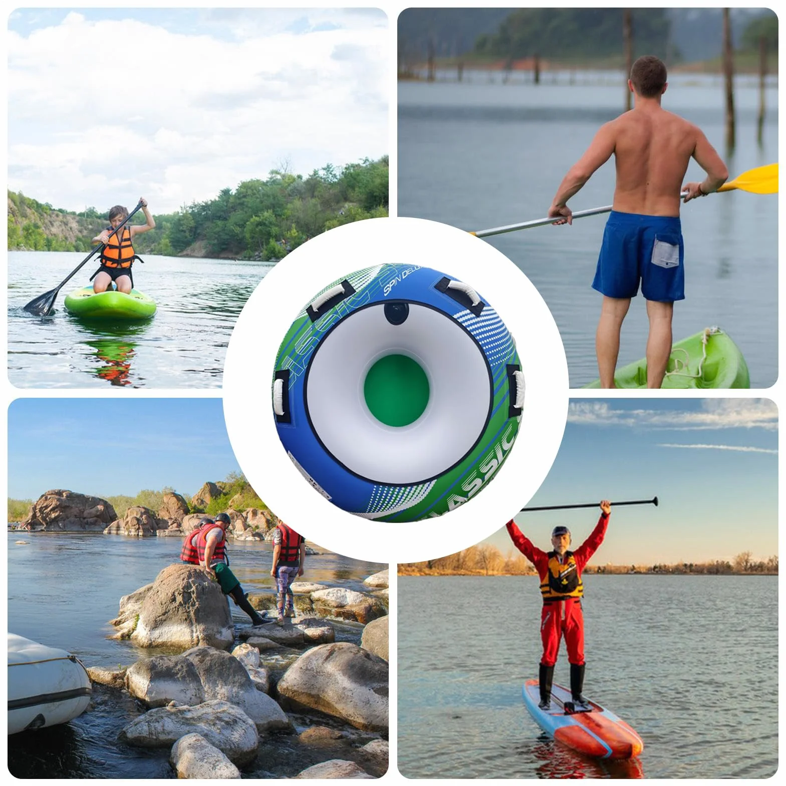 Gommoni da Traino Tubi Nautici Zattera Gonfiabile Sci Nautico Alta Resistenza Rafting Spiaggia Nuoto Wakeboard Sport Acquatici