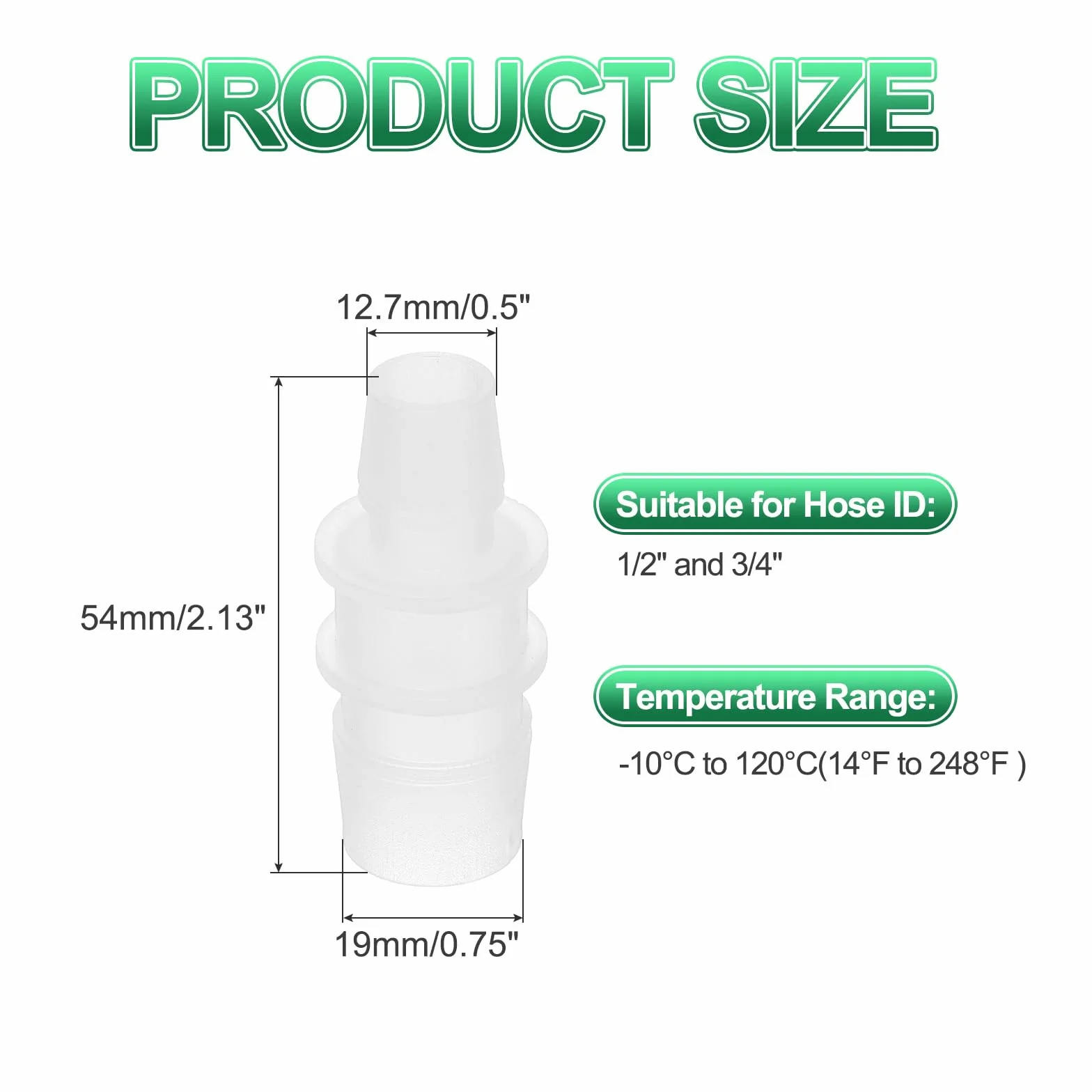 PATIKIL Riduttore a Barbetta per Tubo 3/4" a 1/2" Connettori Tubi Id Raccordo Plastica Unione per Aria Acqua