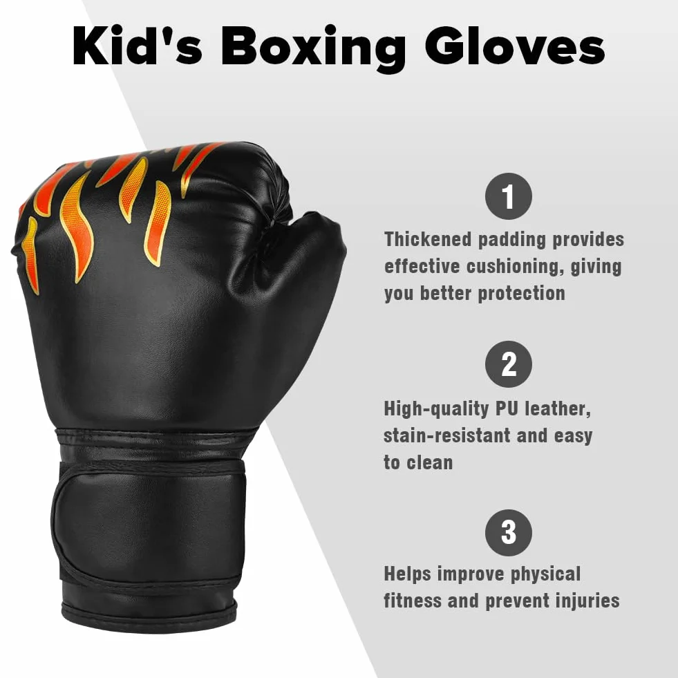 Flintronic Guantoni da Boxe per Bambini 3-8 Anni Ragazze e Ragazzi Allenamento Sparring Junior Muay Thai MMA Arti Marziali