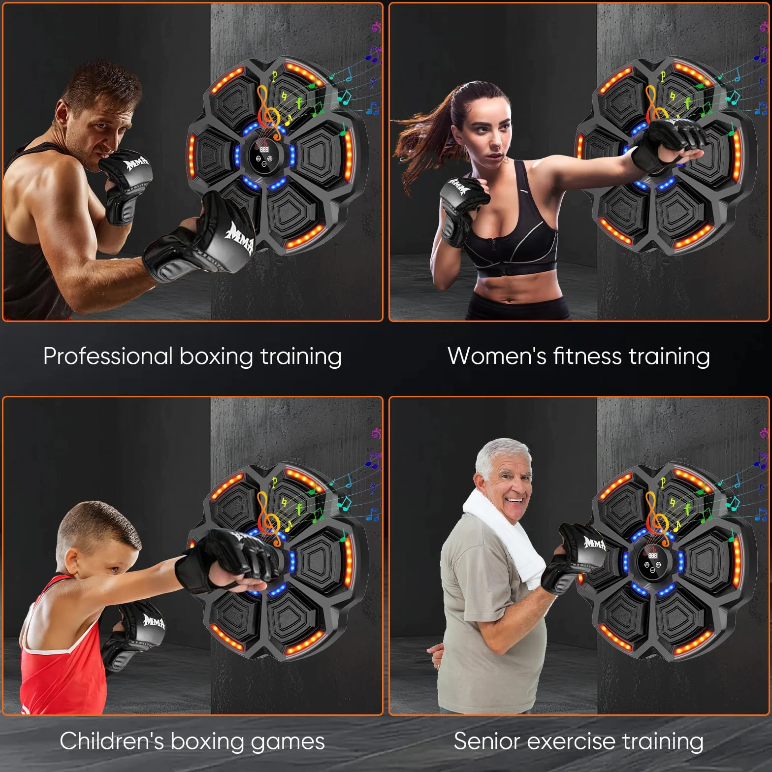Music Boxing Machine Adulti,9 modalità di velocità Macchina da Box Musicale Pugile con Guanti da Boxe,LED Parete Tira Pugni con Musica,Supporta Bluetooth,regolazione della velocità