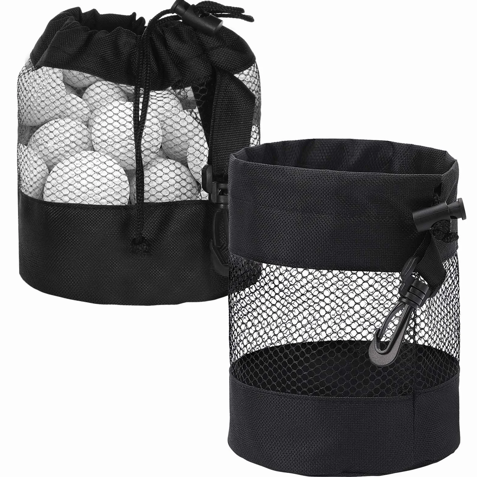 Grevosea Sacchetti per Palline da Golf in Rete di Nylon con Coulisse, Borsa Porta Palline, Accessori Golf Nero