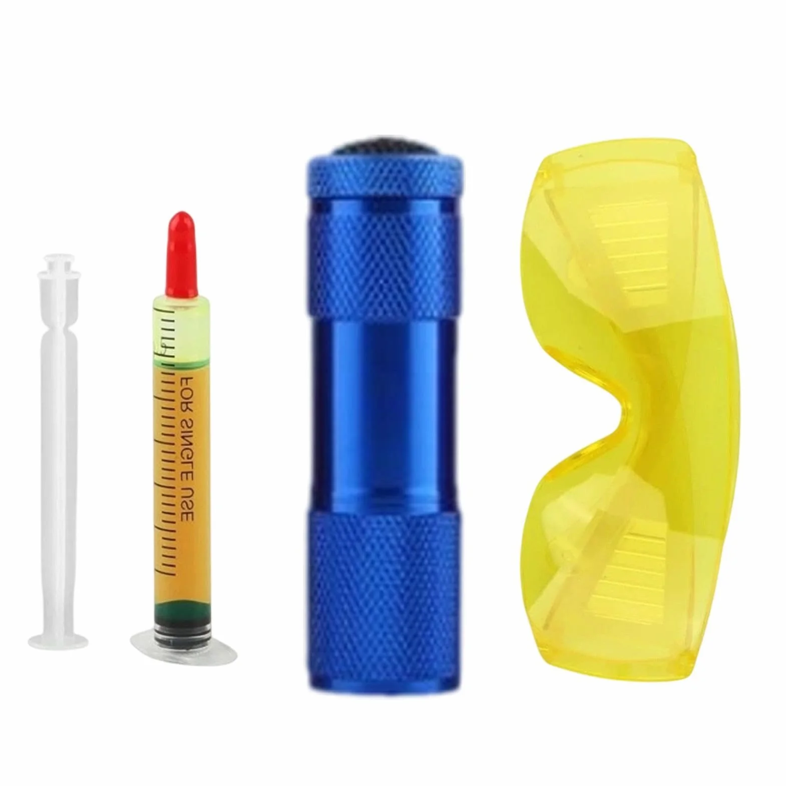 Kit Rilevamento Perdite AC - Torcia UV Occhiali Protettivi Cercaperdite Di Precisione | Per Aria Condizionata Auto Motore Radiatore Frigorifero Evaporatore Compressore Officina