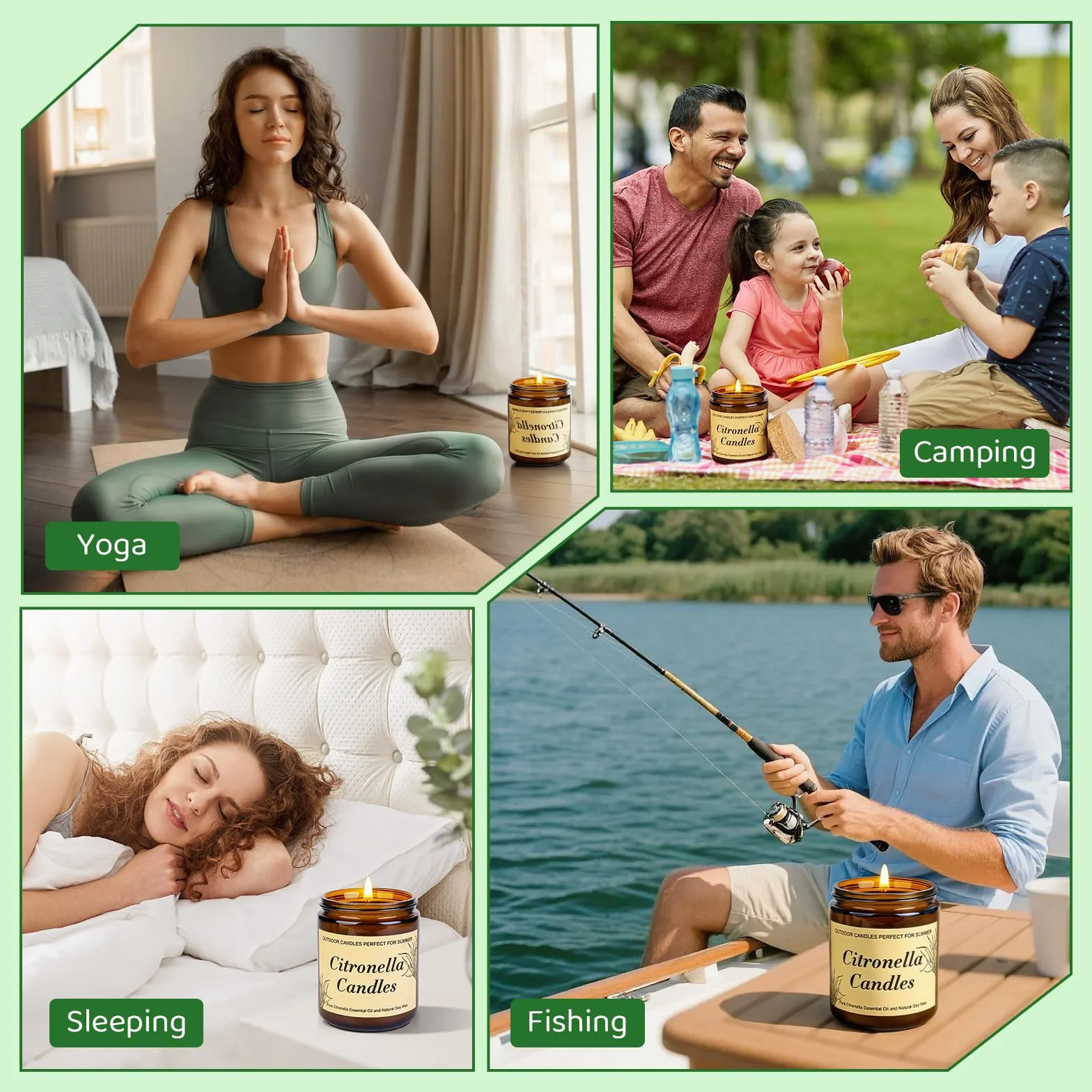 Candele Citronella per Esterni Set 2 Pezzi 250 Ore Cera di Soia Naturale