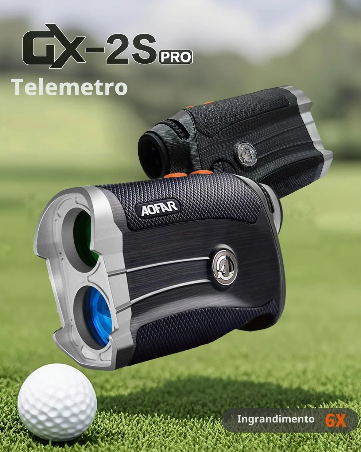 AOFAR GX-2S PRO Telemetro Golf e Caccia, 1000Y, rangefinder Con Compensazione Della Pendenza, Blocco Bandiera e Vibrazione, Distanza Angolare e Orizzontale, Misura Precisa Distanza Per Caccia/Golf