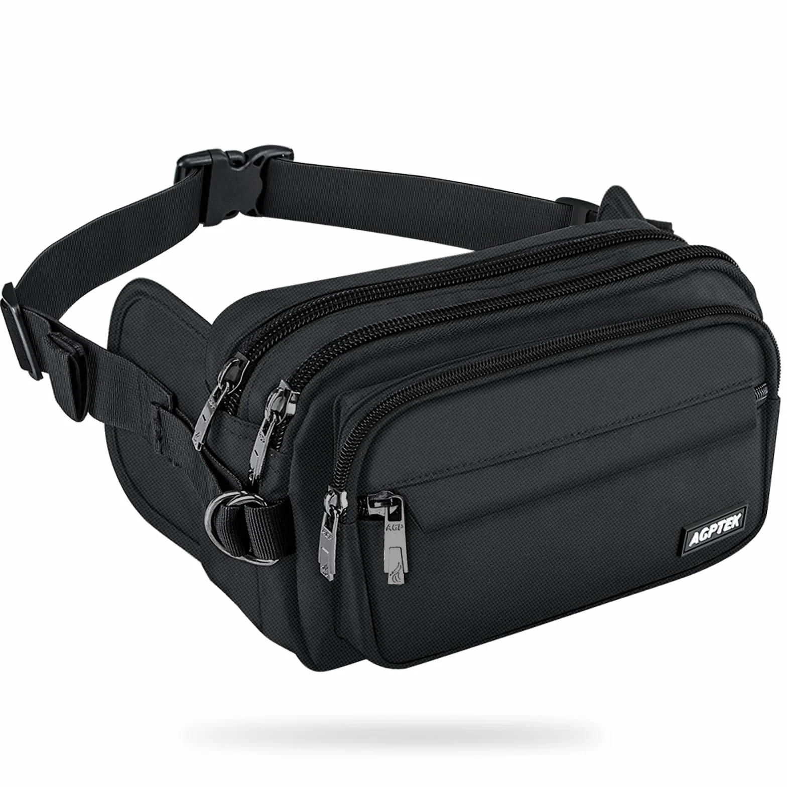 AGPTEK Marsupio Sportivo Uomo Donna 5 Tasche Lavoro Grande RFID Portasoldi Cintura Regolabile Corsa Campeggio Viaggio