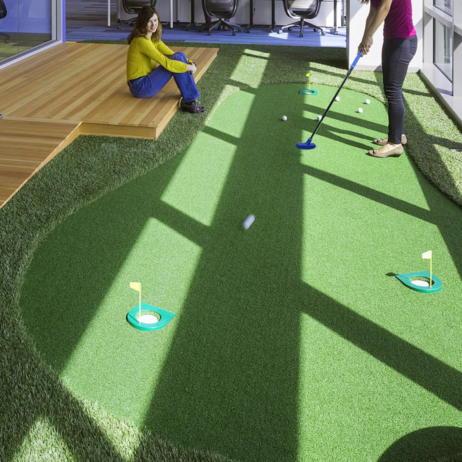 Regulowany zestaw putterów golfowych czerwony niebieski dla dzieci młodzieży