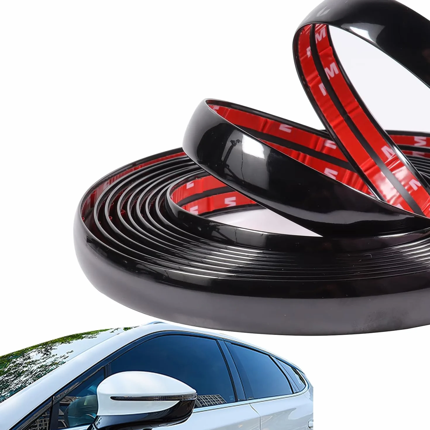 Striscia Adesiva Cromata Auto 30mm x 5 m Strisce Decorative per Auto Strisce Cromate Auto Nero per la Decorazione Esterna dei Finestrini Della Carrozzeria (30mm)