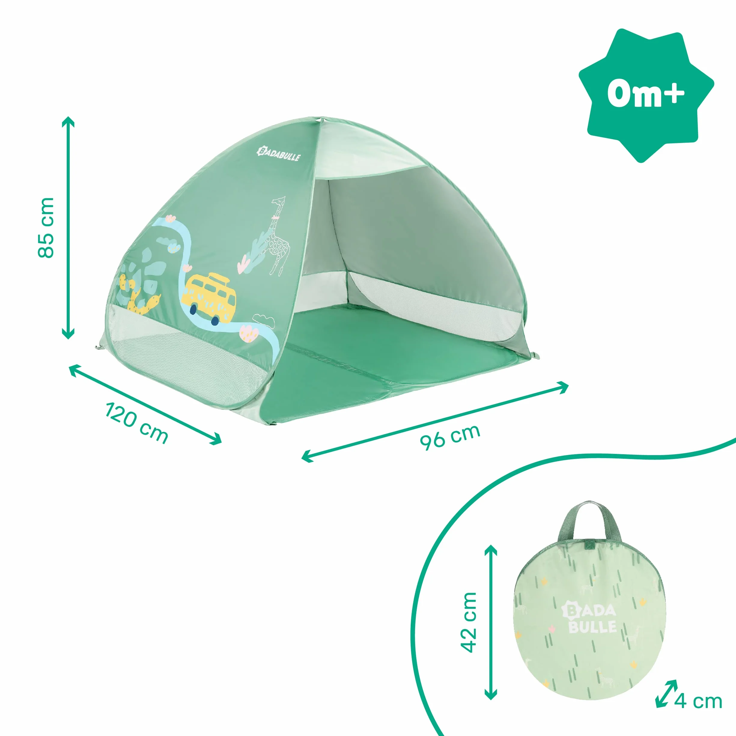Badabulle Tenda di protezione UV, grande tenda da spiaggia, alta protezione solare SPF 50+, sistema Pop-Up