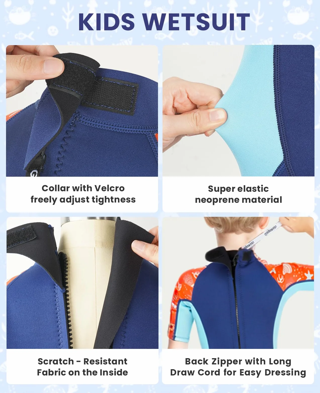 Gogokids Tuta in Neoprene da 2,5 mm per Bambini e Ragazze - Corta Un Pezzo per Sport Acquatici, Surf, Nuoto, Immersioni, Snorkeling