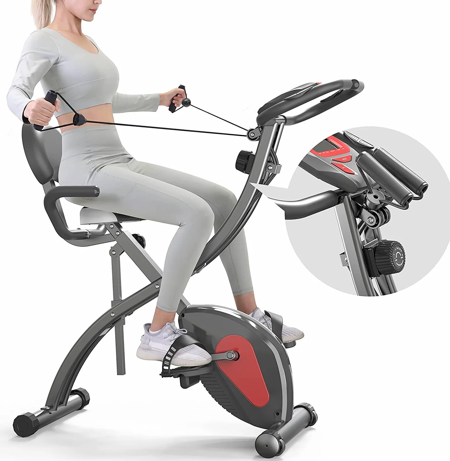 PROIRON Cyclette Pieghevole da Casa 3 in 1, Cyclette con Schienale, Cyclette Magnetica Display LCD, bici da Camera 8 livelli di resistenza, sensore di frequenza cardiaca e installazione semplice