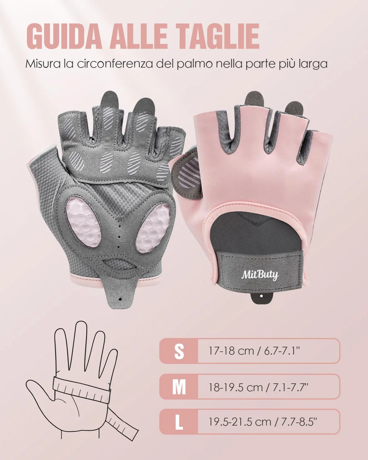 Guanti Palestra Senza Dita per Sollevamento Pesi, CrossFit, Fitness, Palmo Antiscivolo in Silicone
