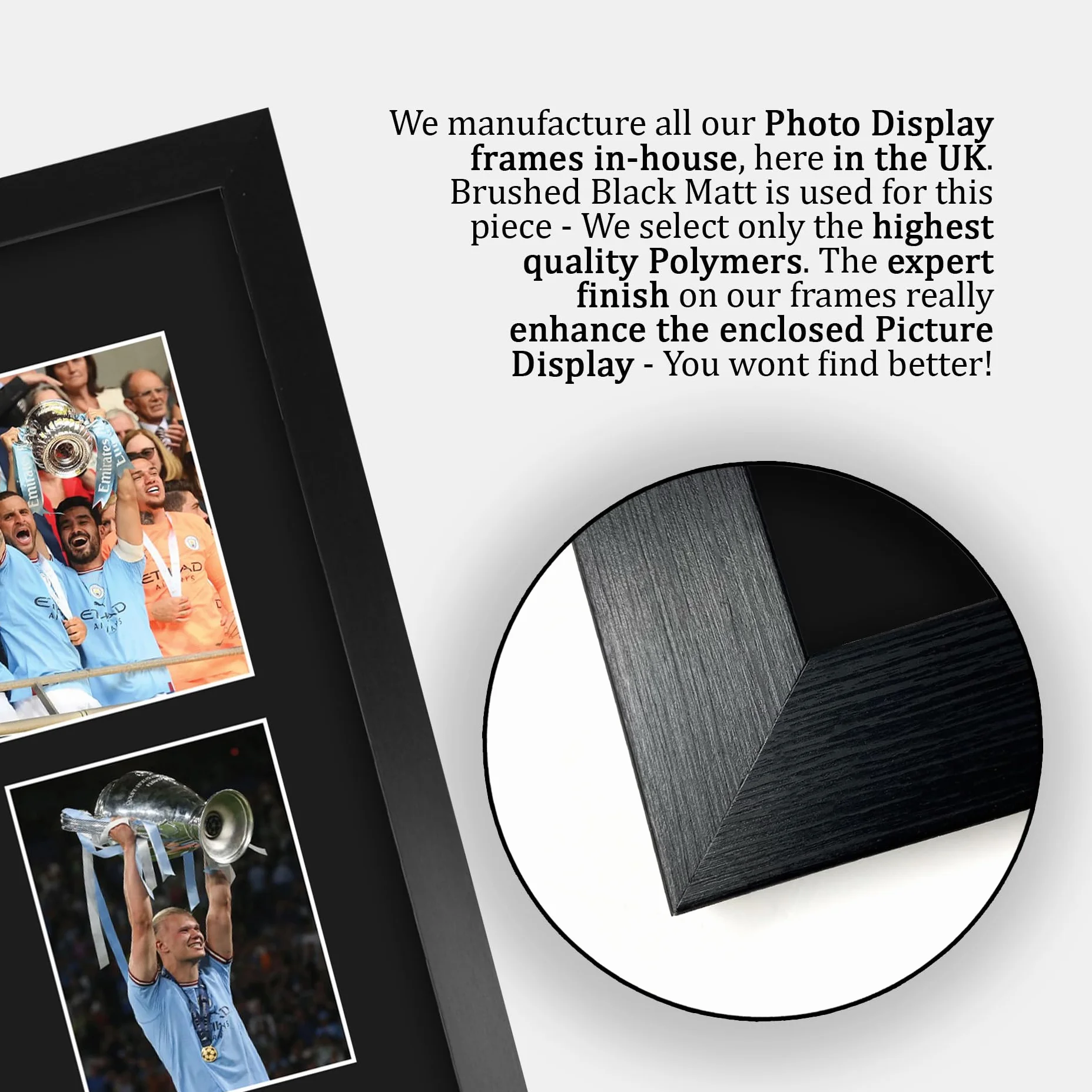 Fotografia autografata Manchester City The Treble A3 cornice FA Cup Champions League 22/23