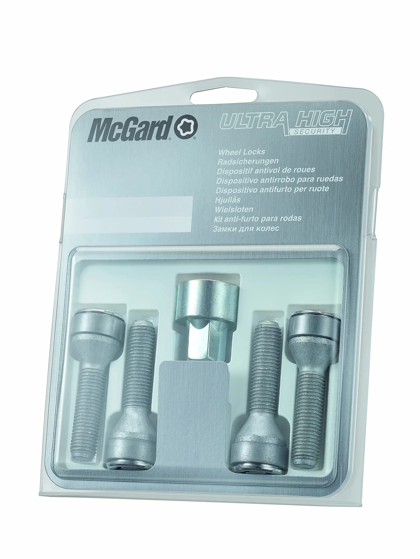 McGard 27.288SL – Set di viti di bloccaggio con anello girevole sulla testa, testa conica 60°, M14 x 1,5 SW19, lunghezza totale 55,4 mm, lunghezza gambo 34,0 mm, cromato