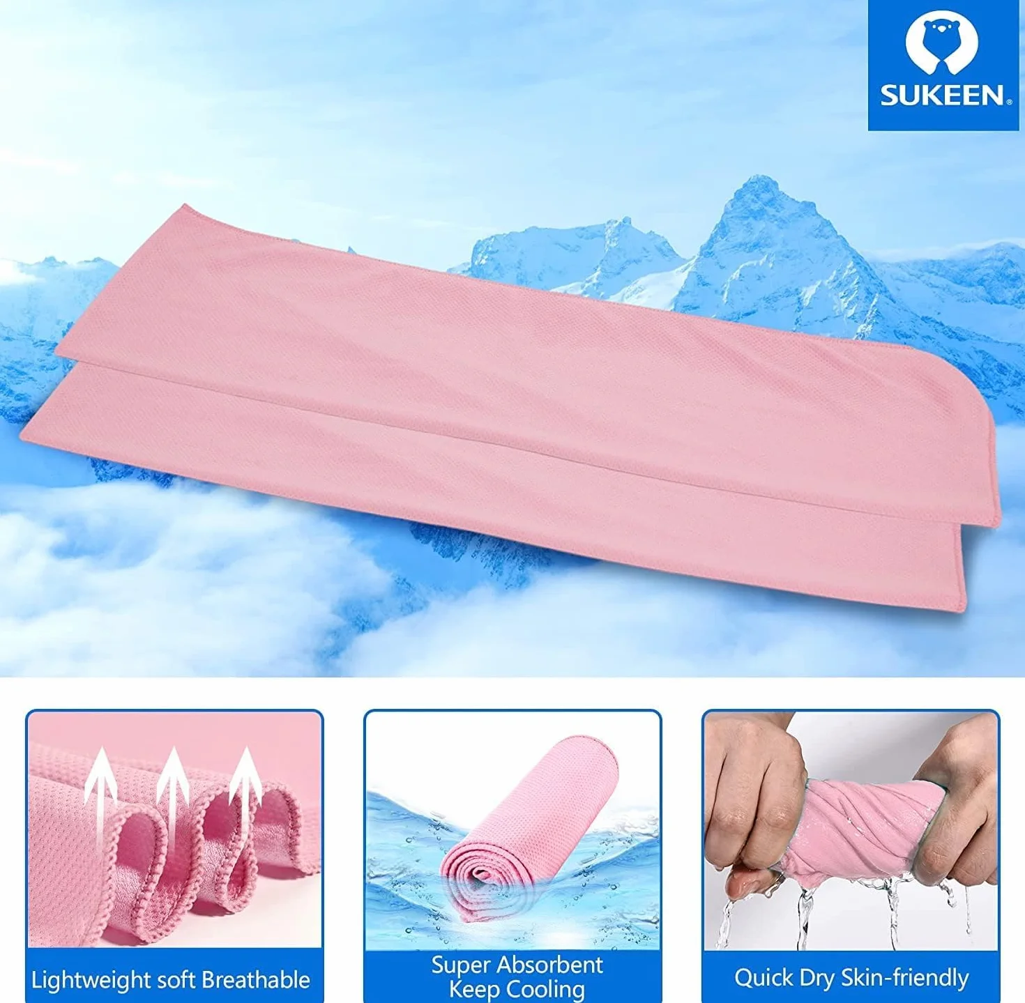 Sukeen Asciugamani Rinfrescanti 4 Pezzi 101x30,5 cm per Collo Sollievo Istantaneo Morbidi Traspiranti Yoga Golf
