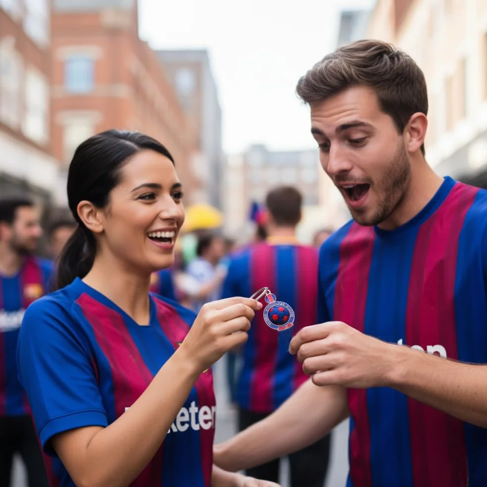 BDM Portachiavi Barcellona Football con Bandiera della Catalogna e Pallone