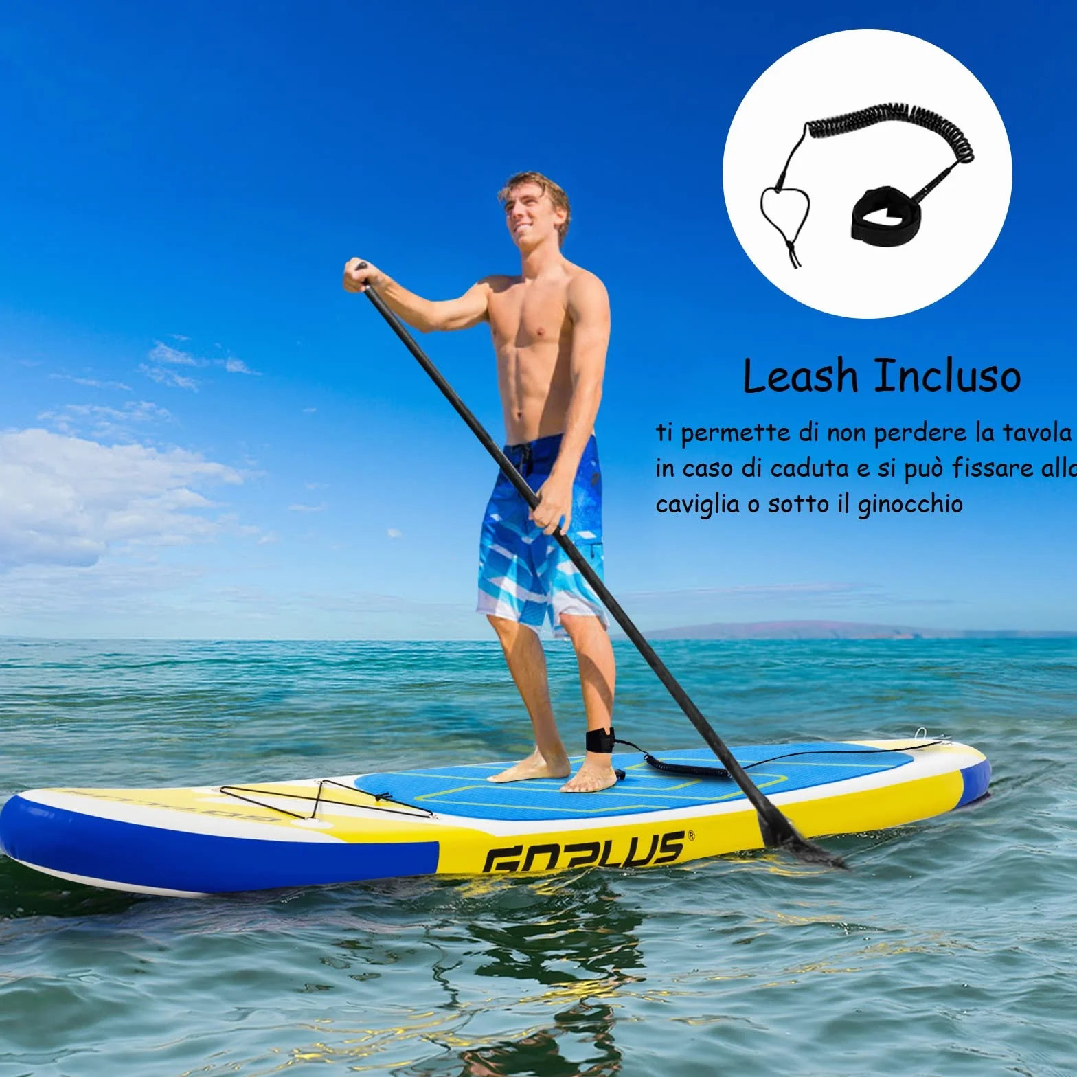 COSTWAY SUP Gonfiabile Adulti 305/335 cm, Stand Up Paddle Gonfiabile con Pinne, Leash, Pagaia, Pompa, Kit di Riparazione e Borsa, Carico Massimo 110 kg