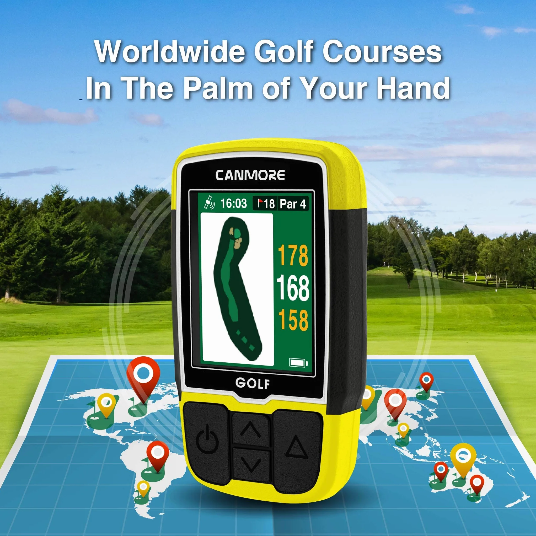 GPS da Golf CANMORE HG200 Mappa Precariata 41.000 Campi da Golf Mondiali Forme Green e Fairway Resistente all'Acqua