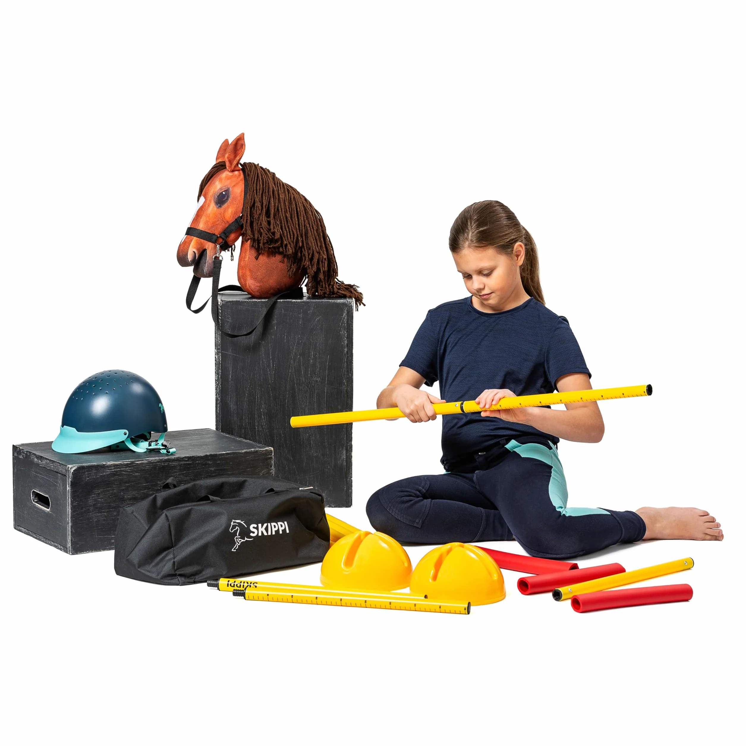 SKIPPI Ostacolo per Hobby Horse 135 cm, Leggero e Portatile con Bastone