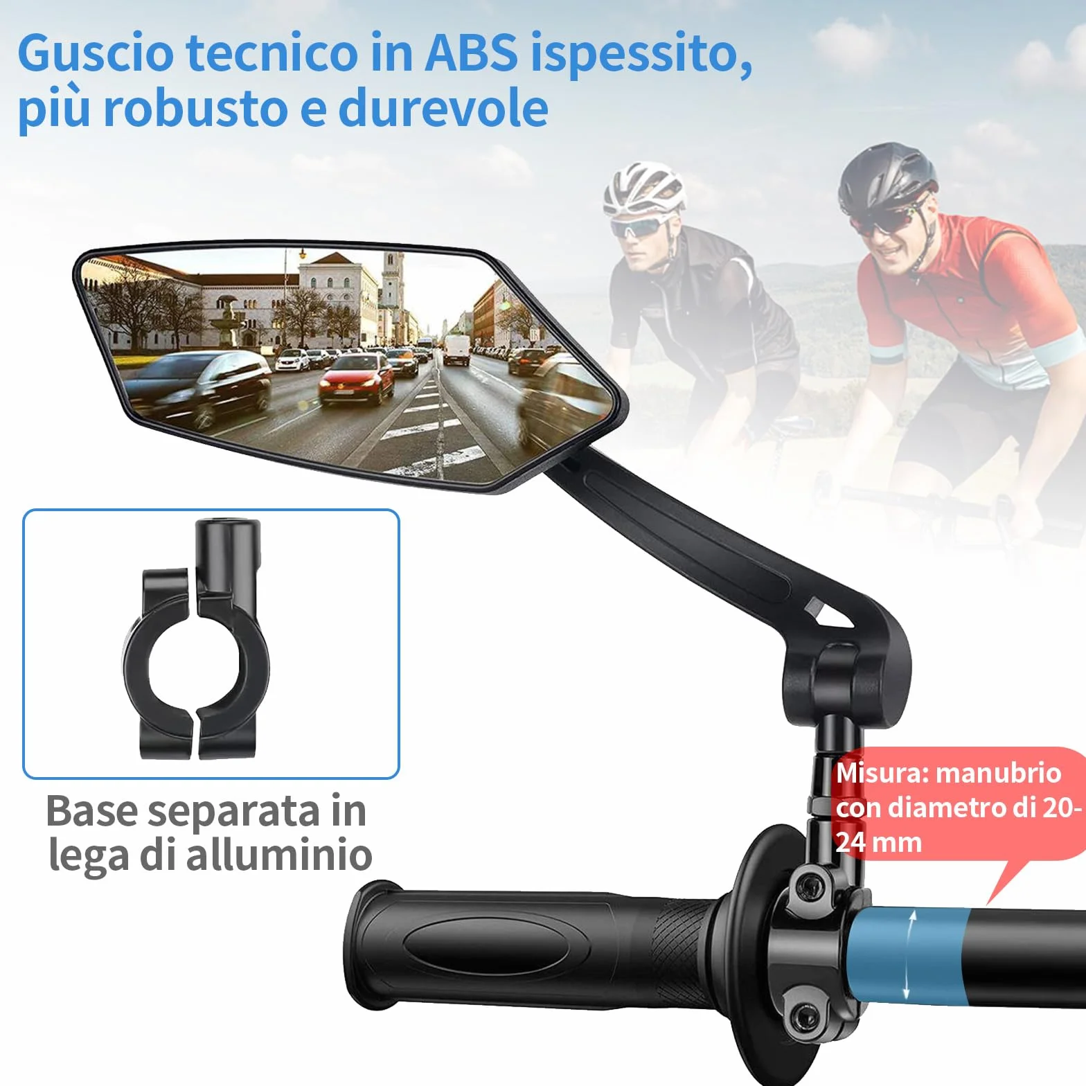 Specchietto Bici Elettrica Retrovisore Pieghevole per Manubrio 20-24 mm, 2 Pezzi