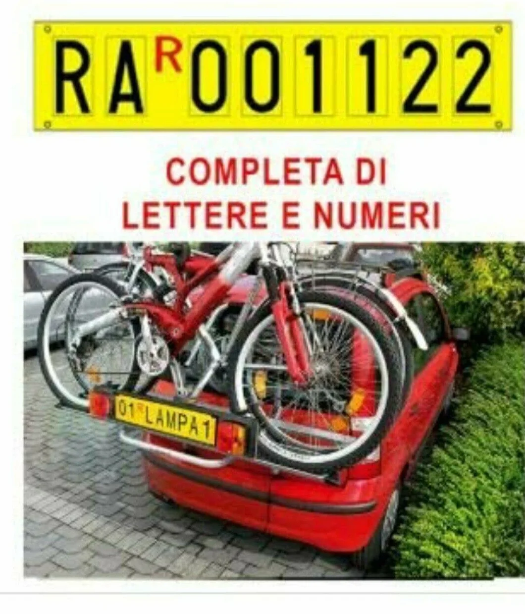 TARGA RIPETITRICE ALLUMINIO CON STAMPA UV - TOP QUALITA' GARANZIA 20 ANNI - RIMORCHIO (11x48 CM)