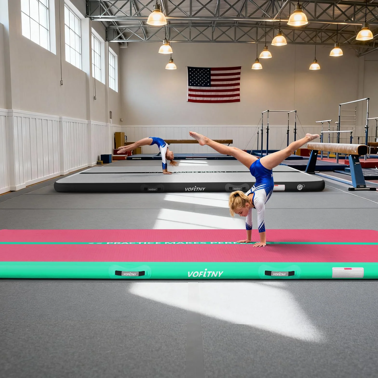 VOFiTNY Tappetino Ginnastica Artistica Di altezza Tappetino da Ginnastica Gonfiabile multiuso robusto, per casa/palestra Air Tumbling Track