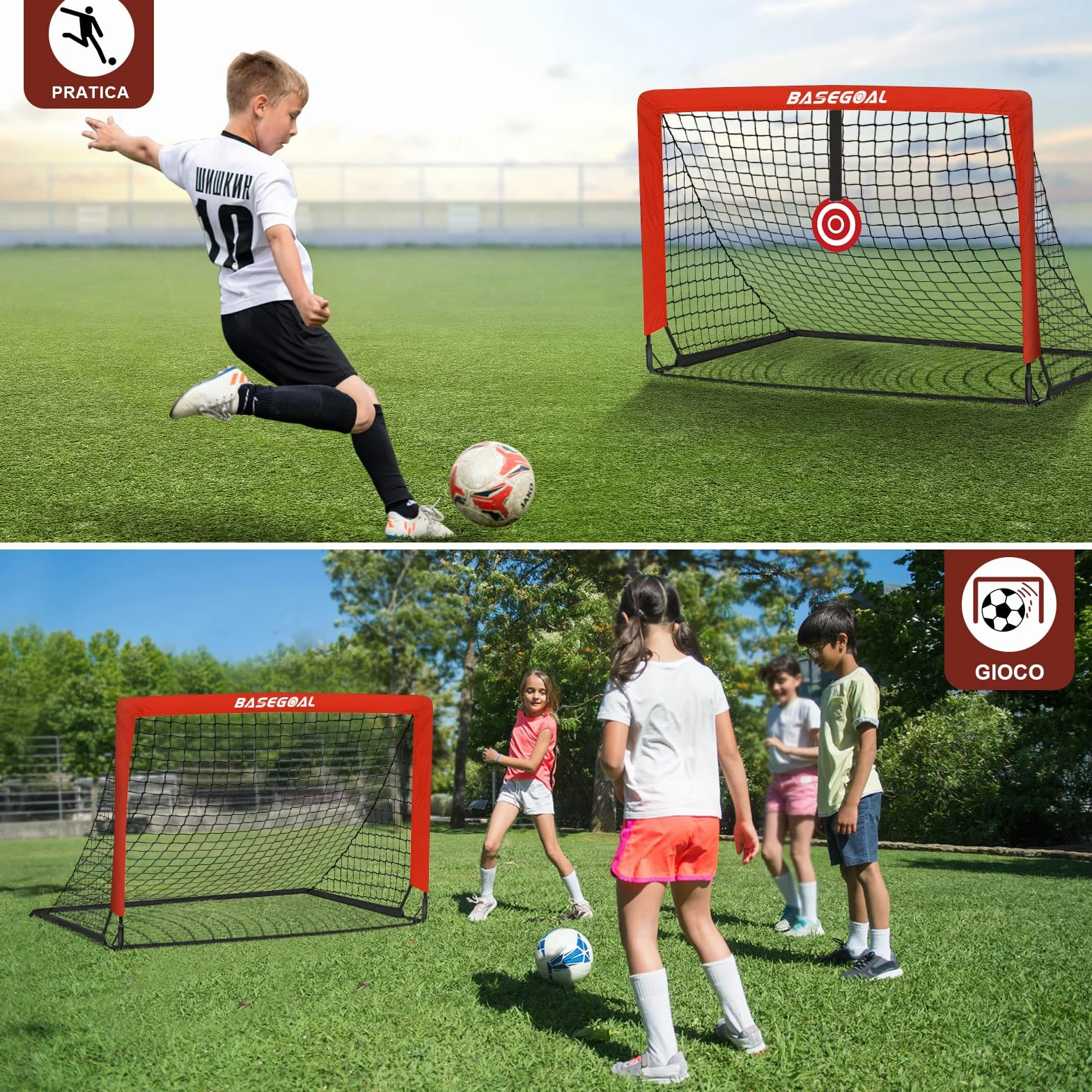 Porta da Calcio 150x120cm con Aste in Fibra di Vetro e Reti per Giardino