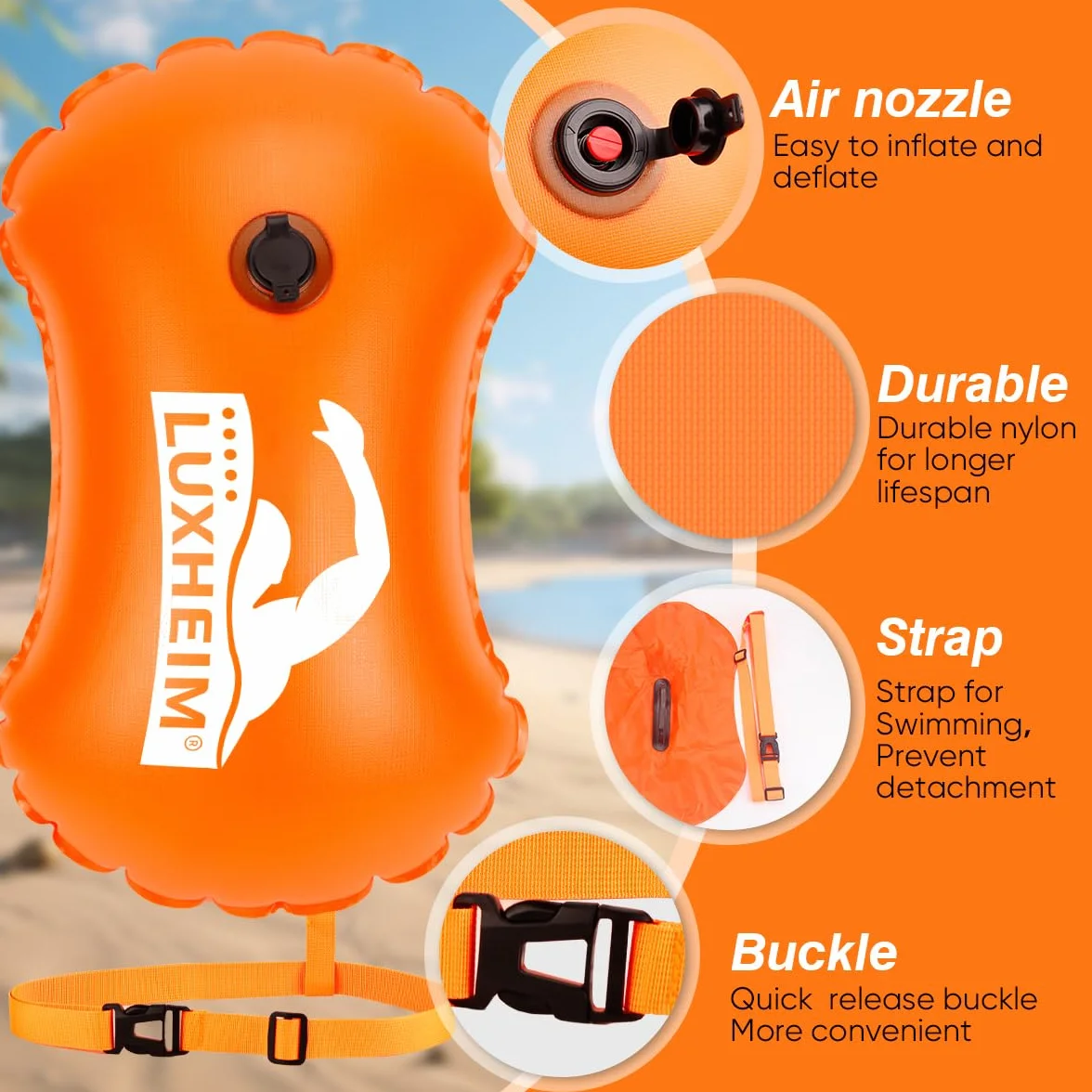 Confezione da traino galleggiante impermeabile gonfiabile in PVC per triathlon nuoto attività all'aria aperta