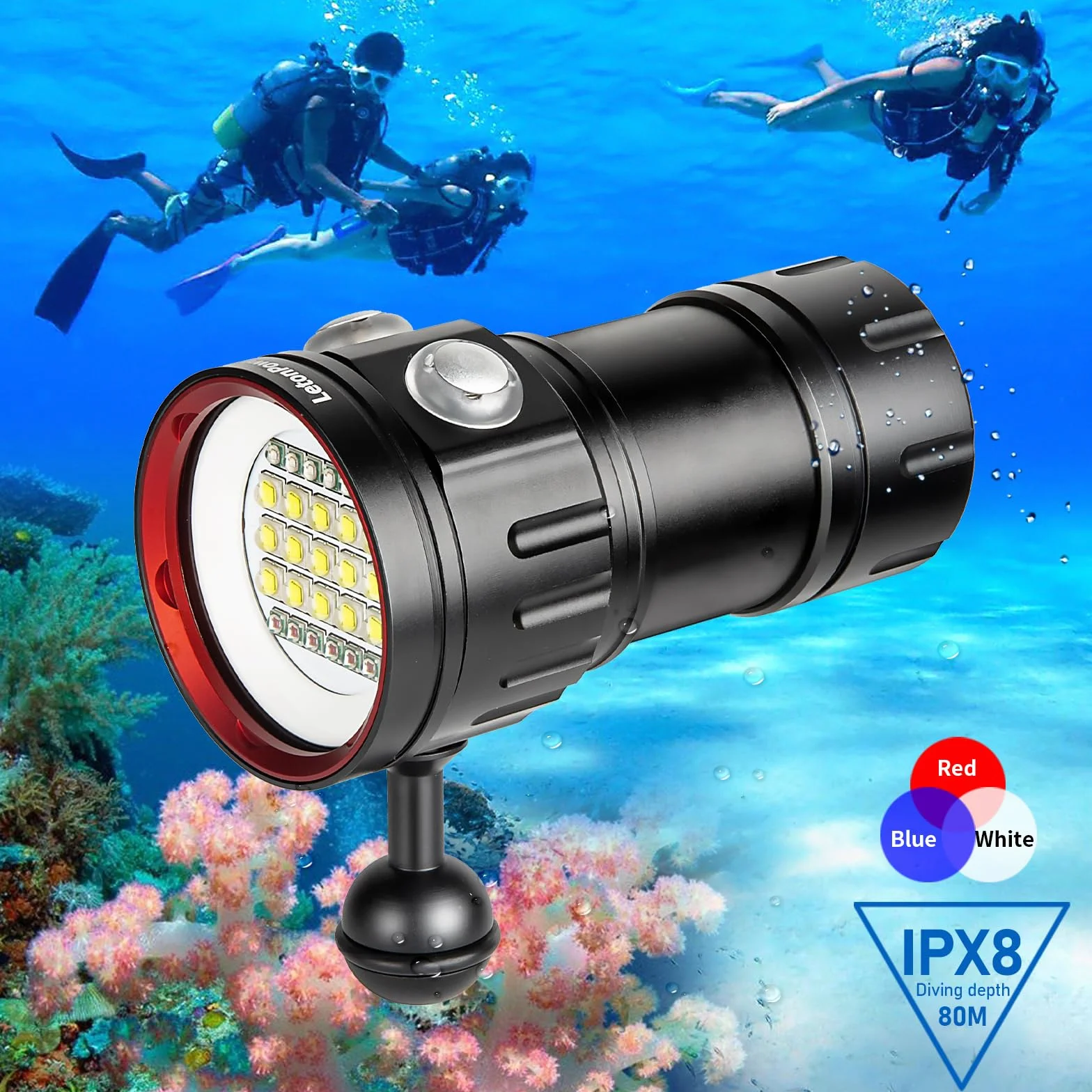 Torcia subacquea 8000Lumens 80m Video Light Scuba Dive Light