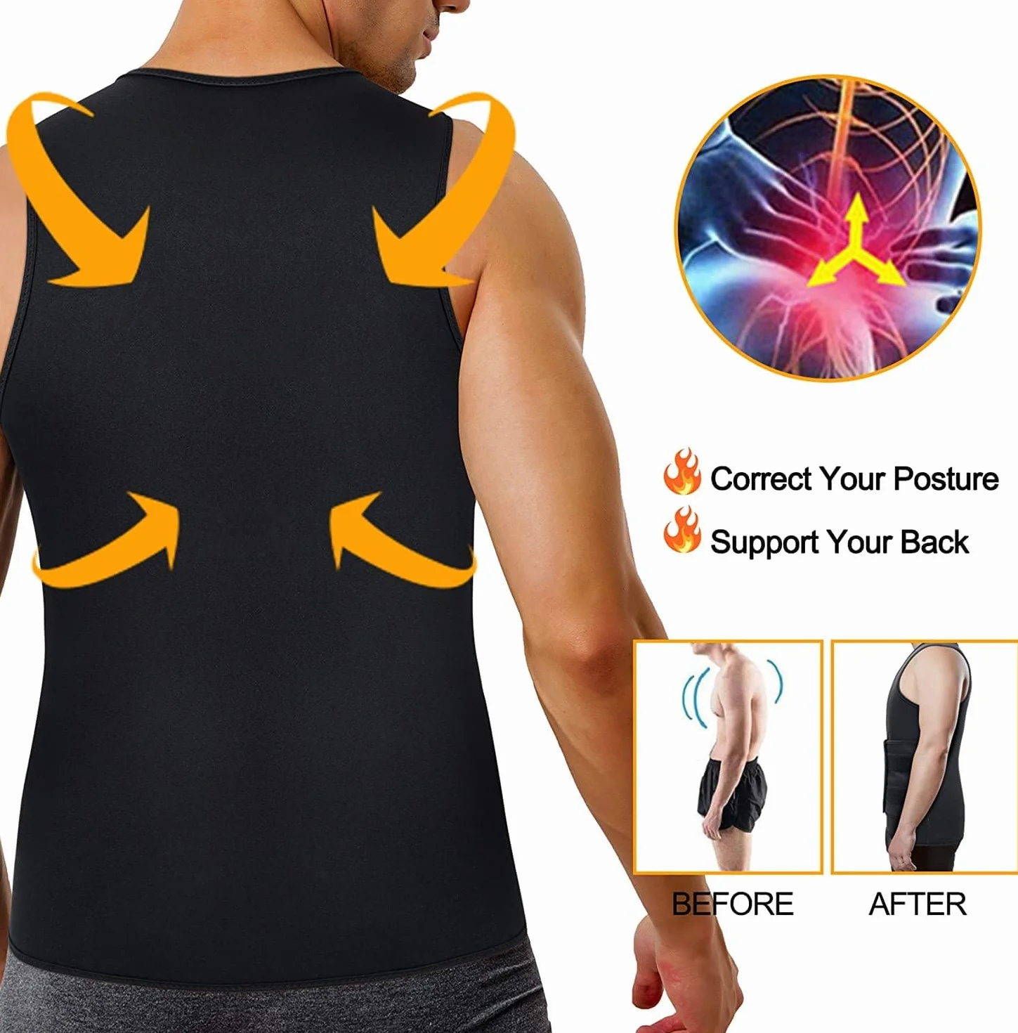 KUMAYES Canotta dimagrante uomo Gilet sauna snellente Maglia sauna dimagranti fascia addominale per Allenamento fitness