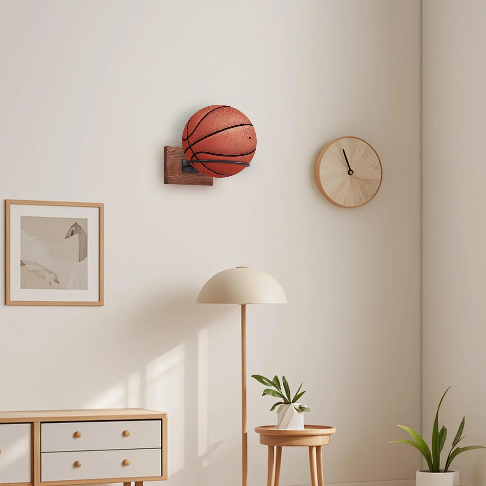 Porta Palloni da Calcio a Parete, Supporto per Pallone Basket Rugby Pallavolo, Espositore (Nero)