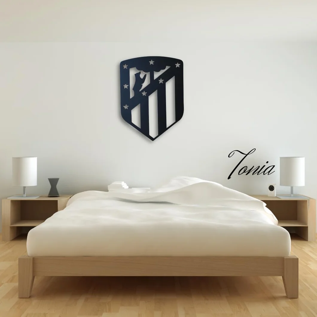 Tonia Quadro Atletico di Madrid Nero Opaco 19 x 14,2 cm