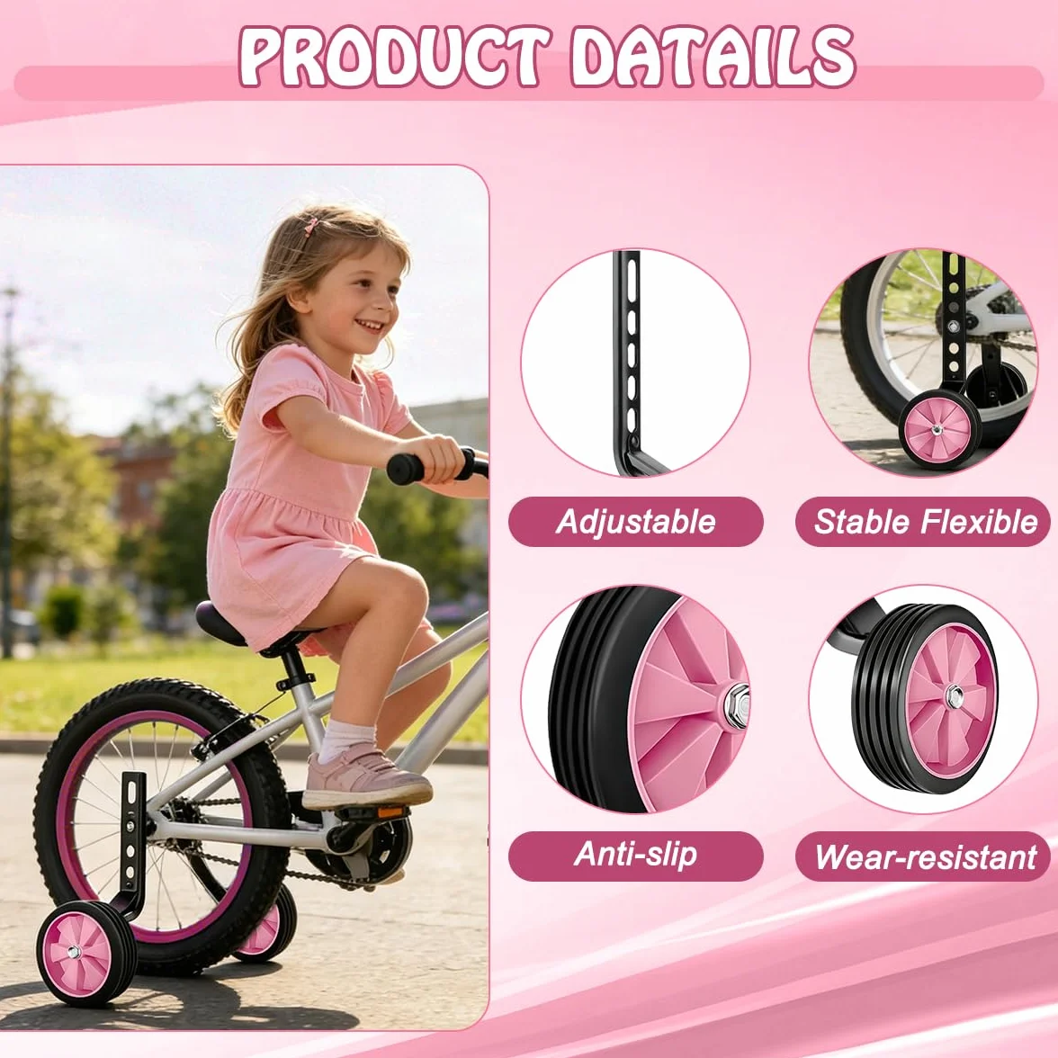 Paia Ruote Ausiliarie per Biciclette per Bambini, Training Wheels 12-20 Pollici