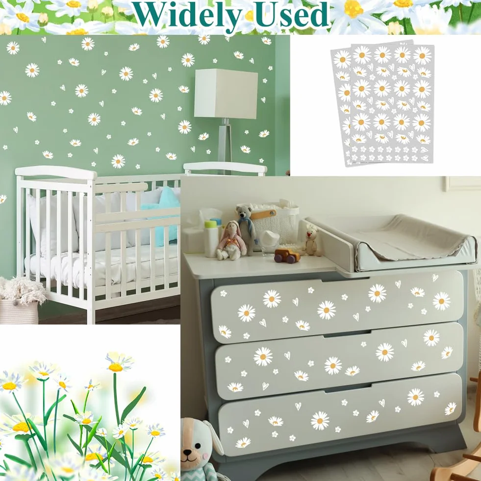 Daisy Adesivi Bici 2 Fogli Impermeabile Telaio Bicicletta Fiore Decorativo