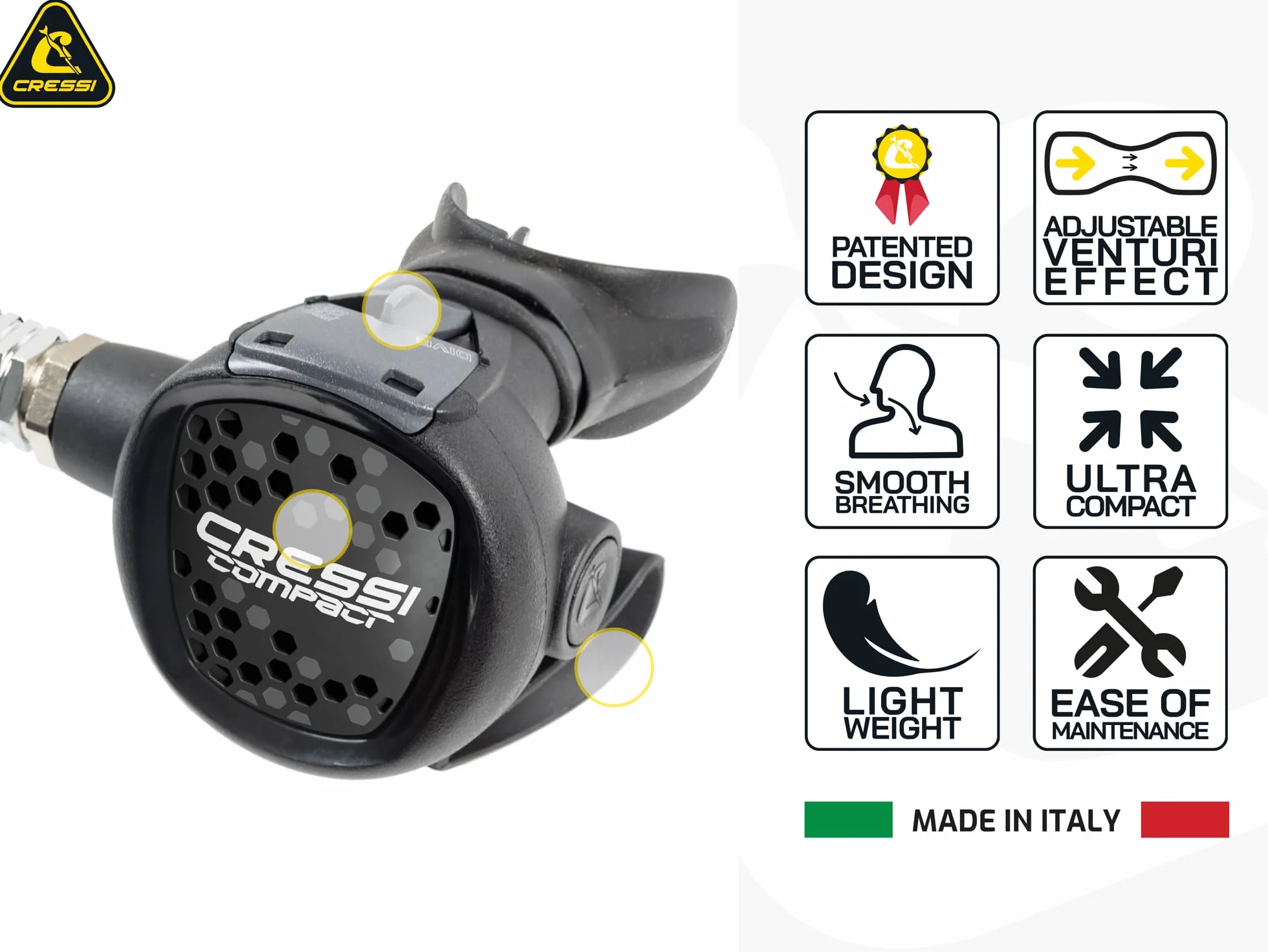 Cressi AC2 / Compact & Octopus XS – Kit regolatore per Immersioni subacquee di Alta qualità