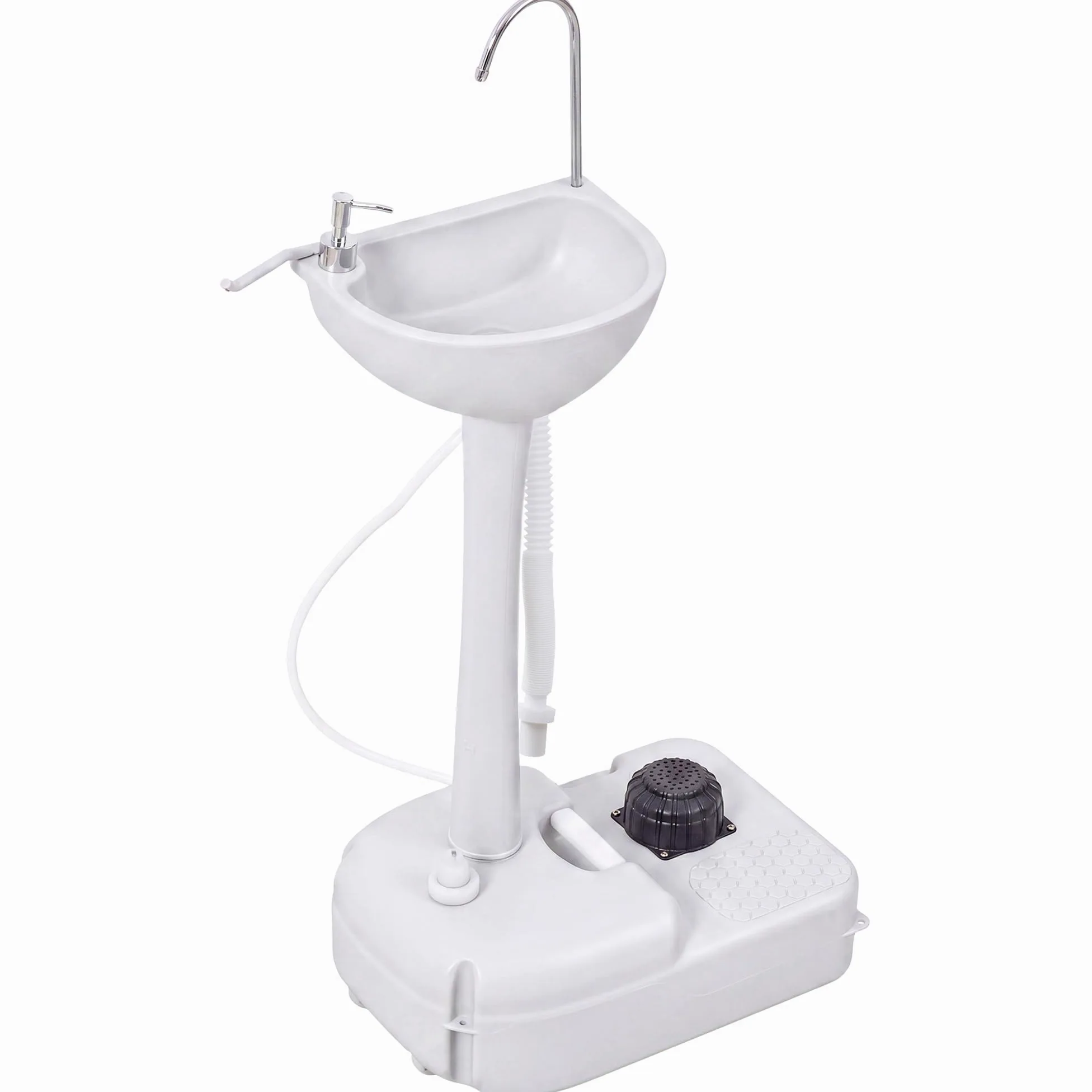 Outsunny Lavabo Portatile da Campeggio con 2 Ruote, Maniglia, Serbatoio Acqua 17L e Serbatoio Sapone 3.5L, 51x33.5x103cm
