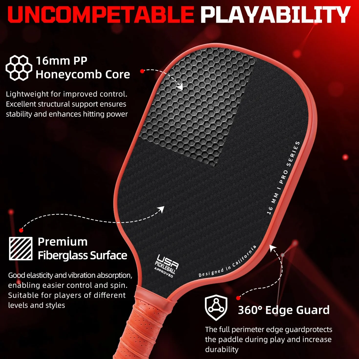BAGAIL Set di racchette da pickleball con 4 palline, leggere, assorbimento urti, ergonomiche