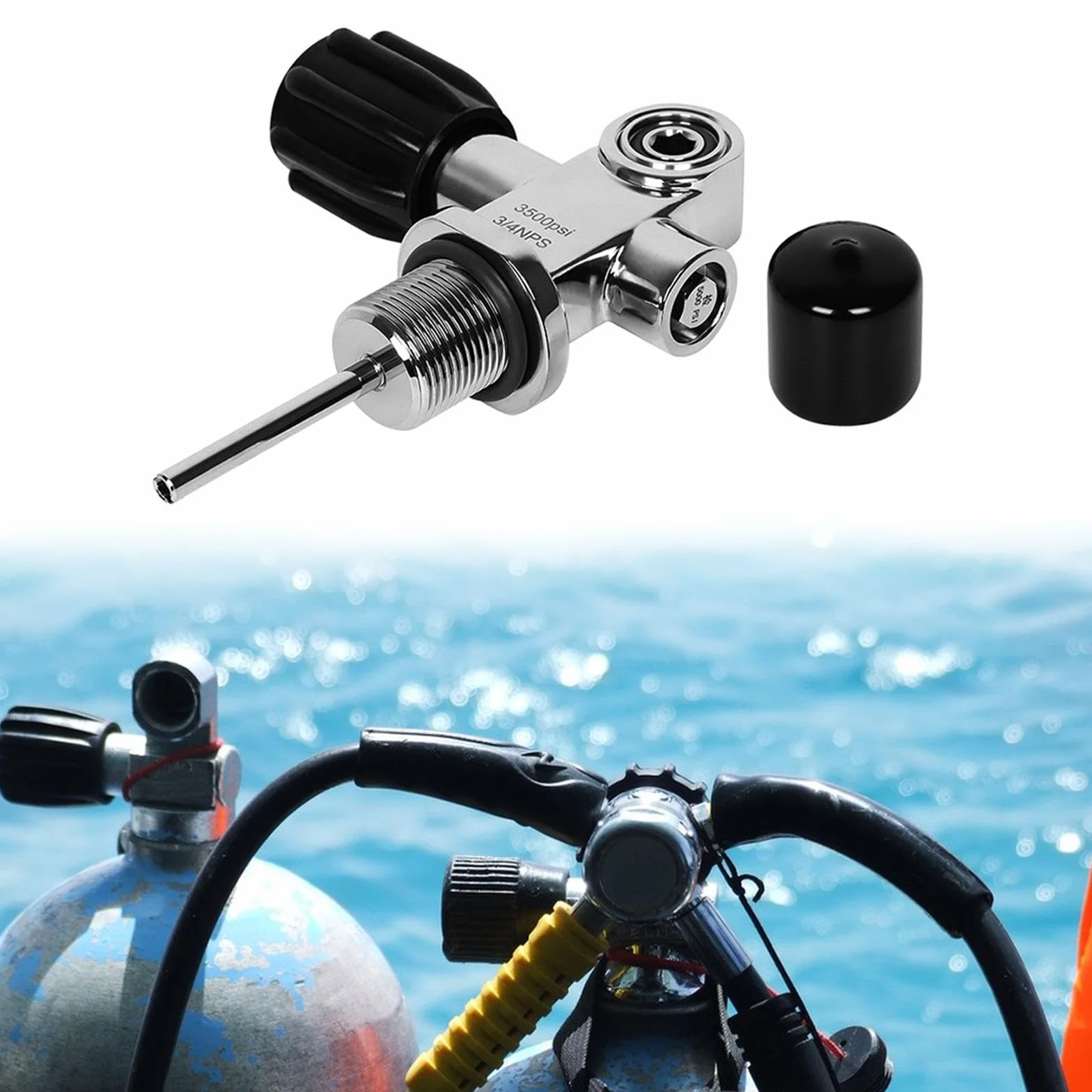 Valvola per Bombola Subacquea 3/4" NPS 3500 PSI Acciaio Inossidabile