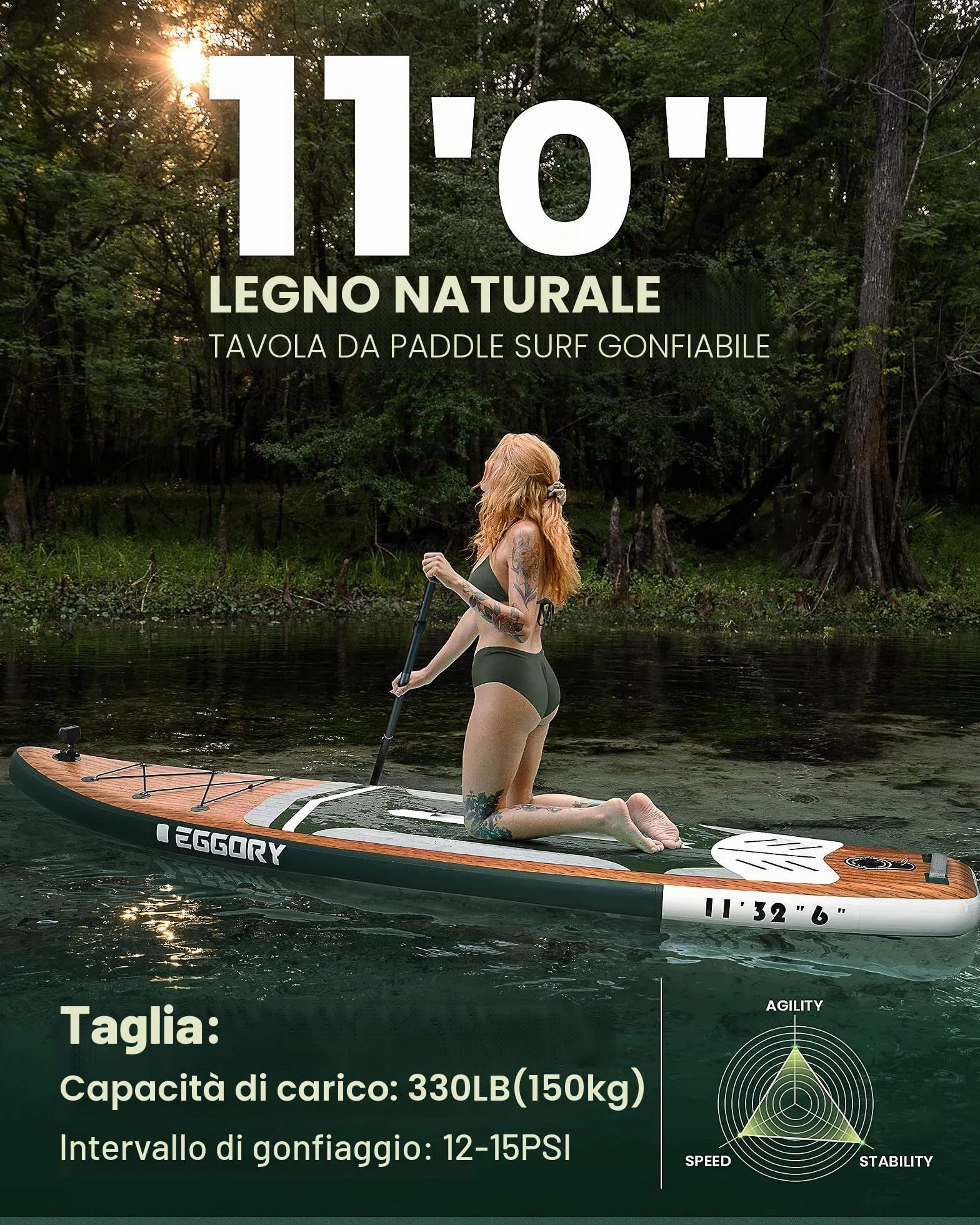 Tavola da surf gonfiabile SUP completa Paddleboard accessori pagaia regolabile, pompa, zaino da viaggio, guinzaglio, borsa impermeabile, tavola per adulti