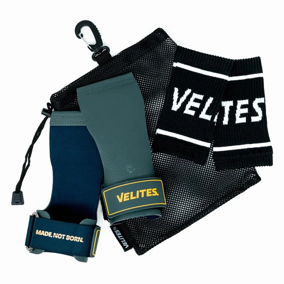 Velites Paracalli ufficiali CrossFit Games Quad Ultra - Polsini e borsa inclusi per Trazioni, Muscle-up, Toes to Bar