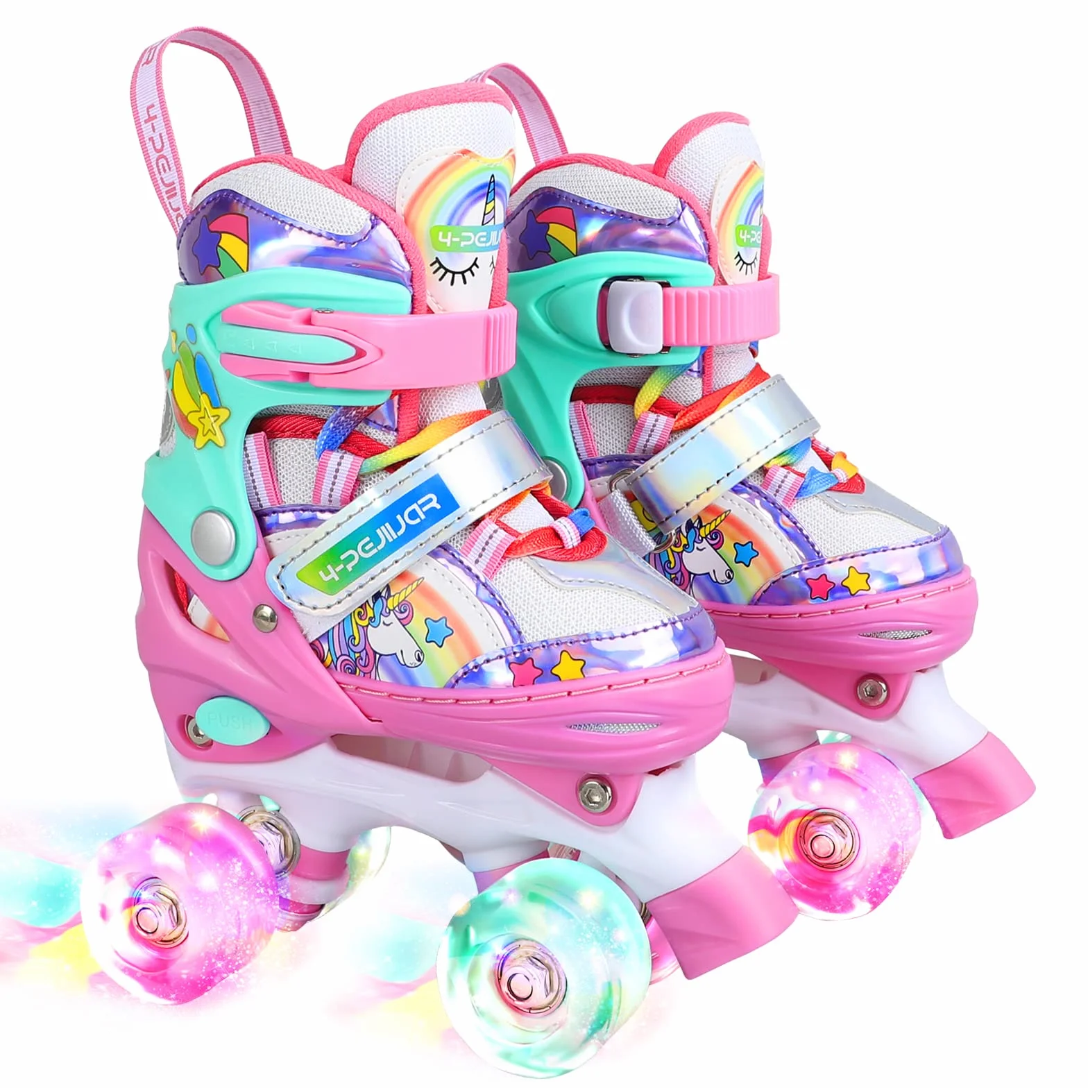 Pattini a Rotelle Bambina Unicorno Pattini Regolabili Pattini a Rotelle in Linea con 4 LED Ruote per Bambini Ragazzi Principianti