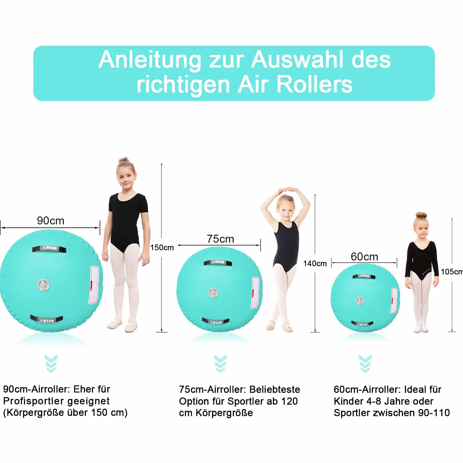 AWSUM Ginnastica Air Roller Tumbling Barrel Back Somersault Backbend Trainer per ginnastica Attrezzatura gonfiabile Springboard con pompa elettrica