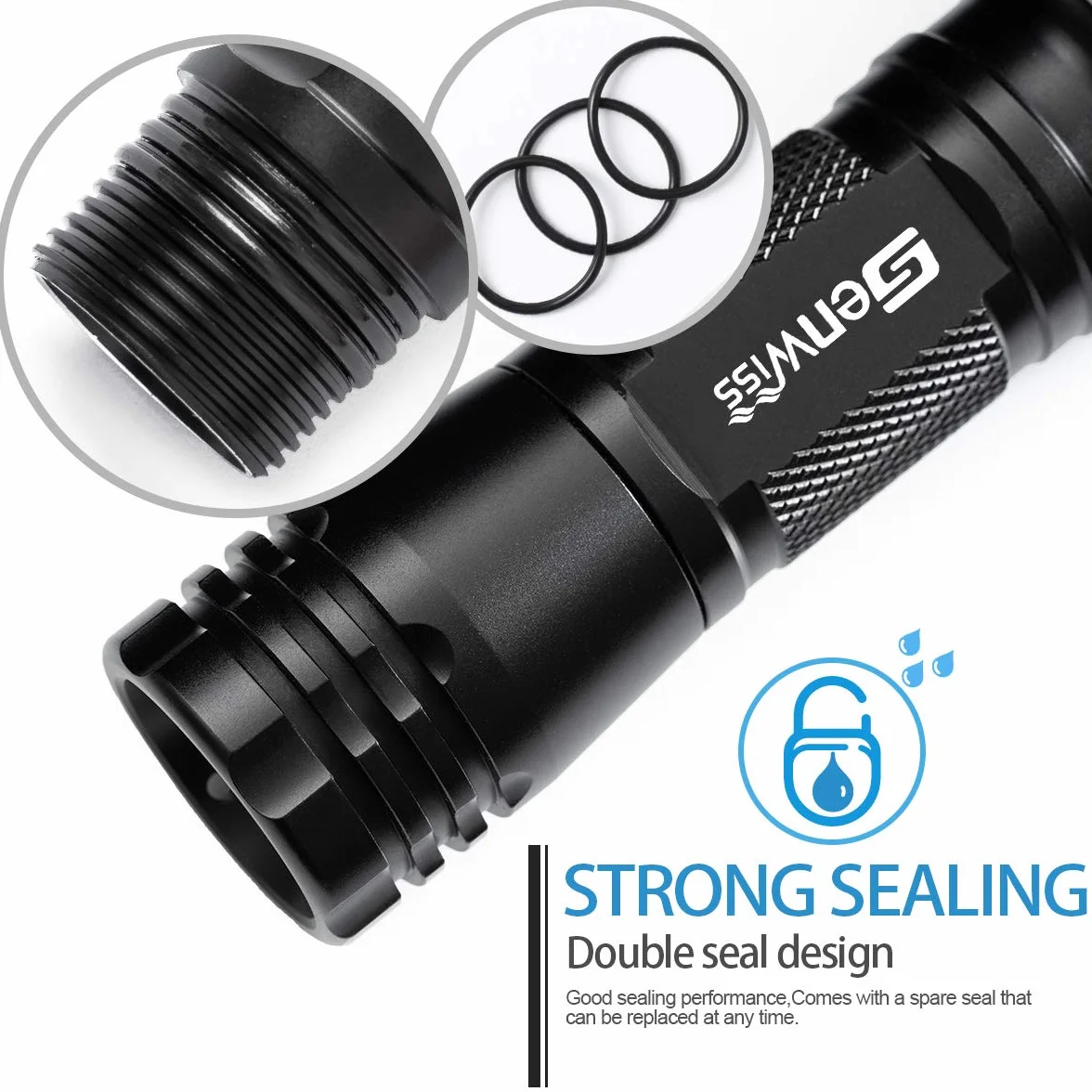 Torcia Subacquea Ricaricabile 2000 Lumen LED Impermeabile 80m