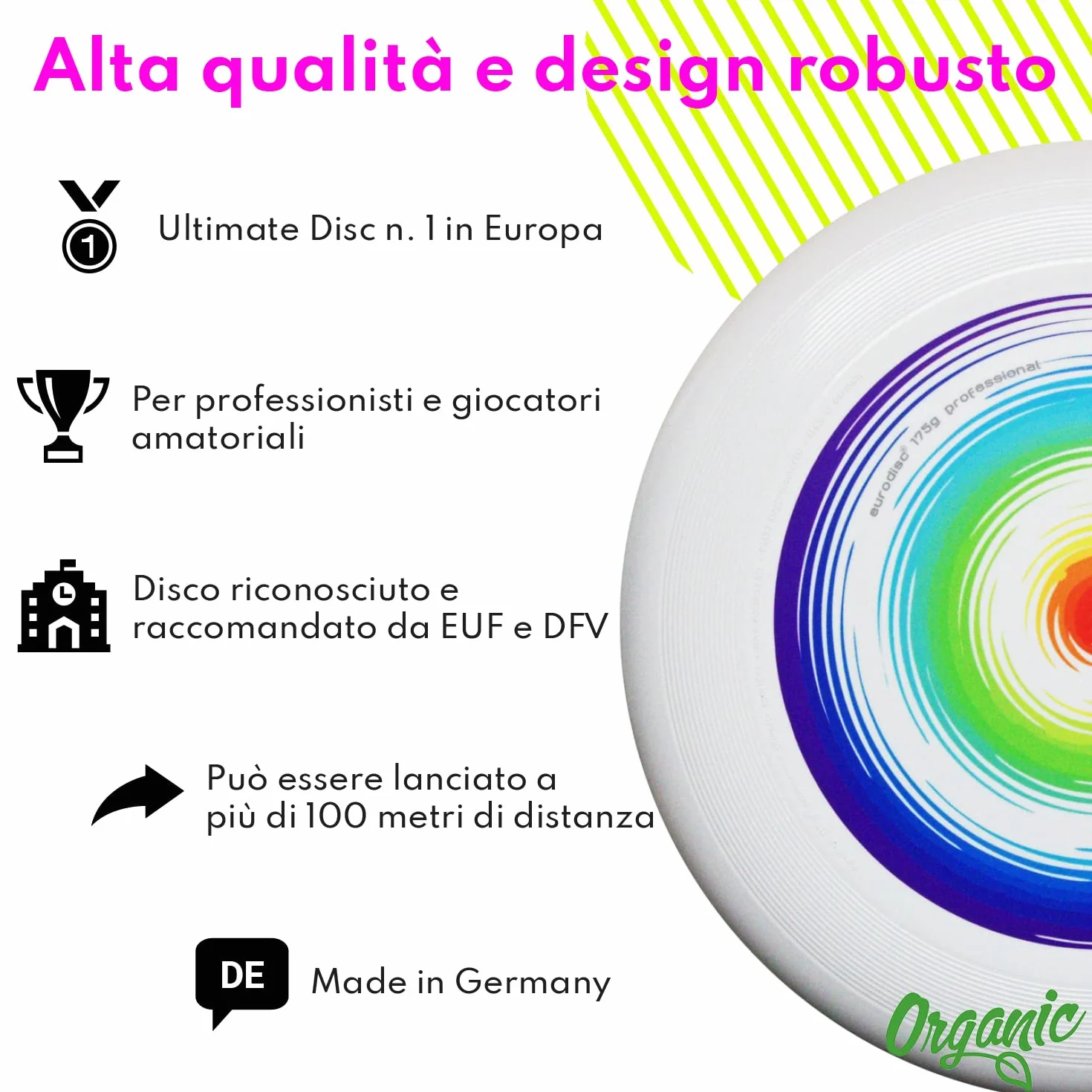 Euro Disco Ultimate Frisbee 175g Rainbow Duro